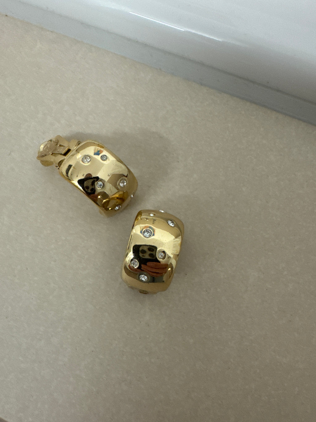 Vintage Swarovski Crystal Clip-On Earrings, Gold Tone, Medium, Very Good