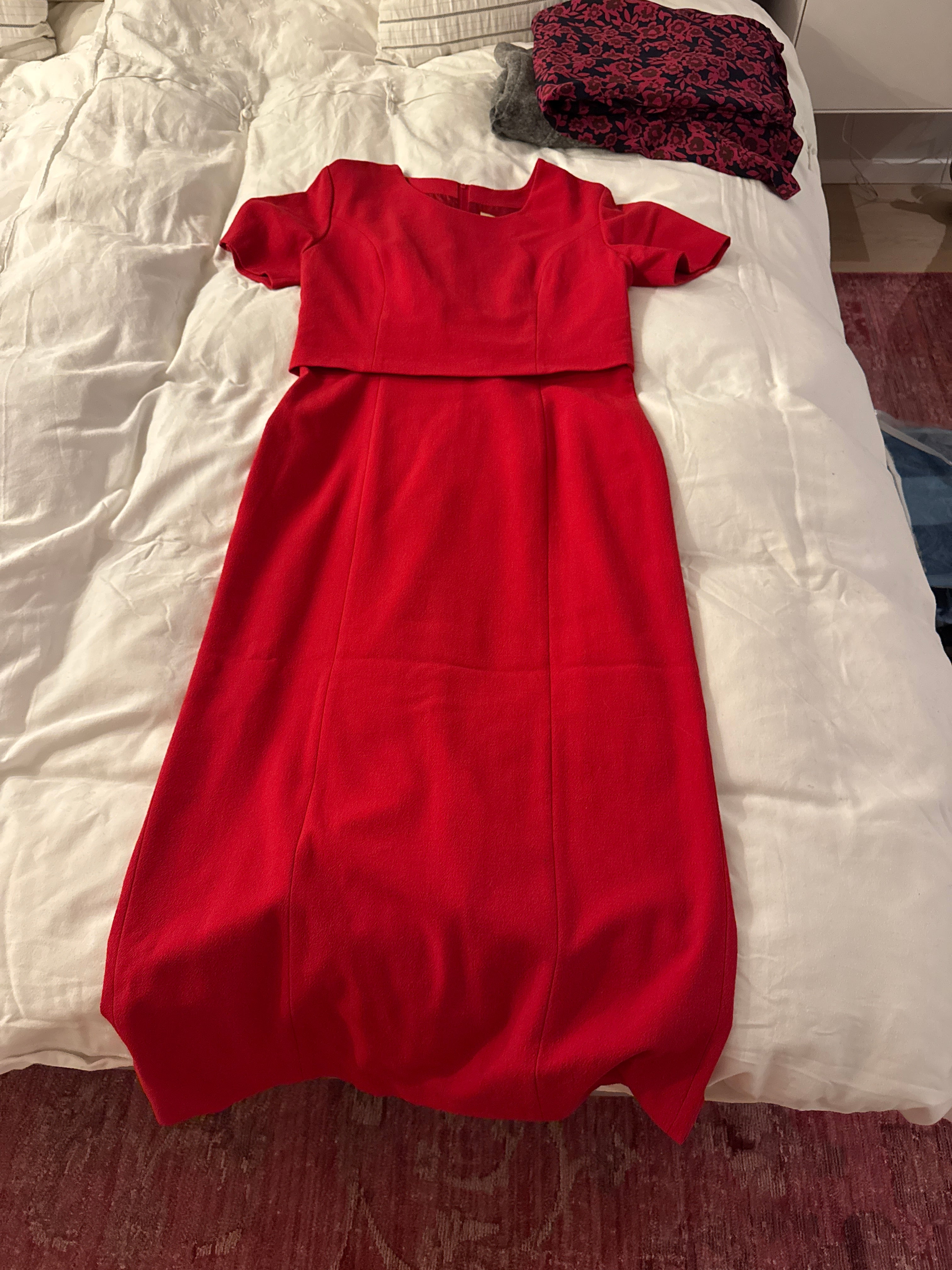 Bright Red Midi Dress, Compagnie La Rochelle, EU 40, Very Good Condition