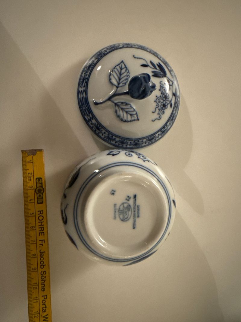 Hutschenreuther Zuckerdose mit Deckel, Blau/Weiß, Porzellan, sehr gut