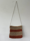 Free People Sweet Emotions Crochet Crossbody Clutch Orange Taupe Medium Very Good