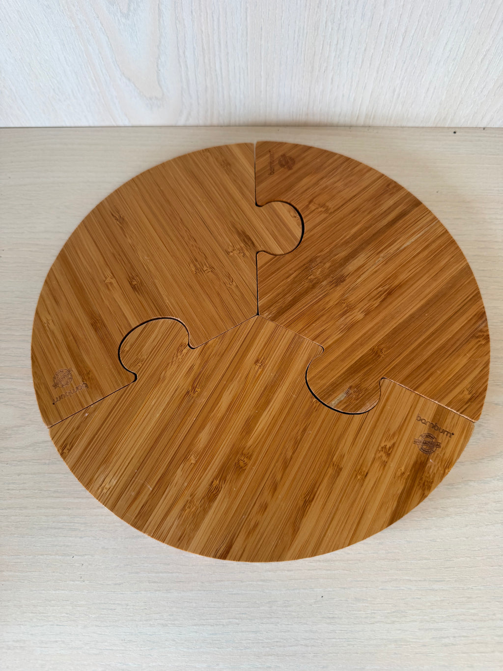 2x Bambum Round Puzzle Serviertablett Bambus 30 cm, sehr guter Zustand
