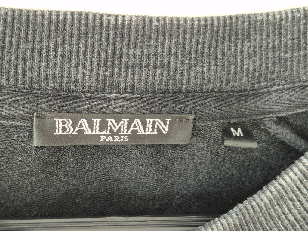 Balmain Paris Sweatshirt M | Dark Gray | Logo Print | Very Good