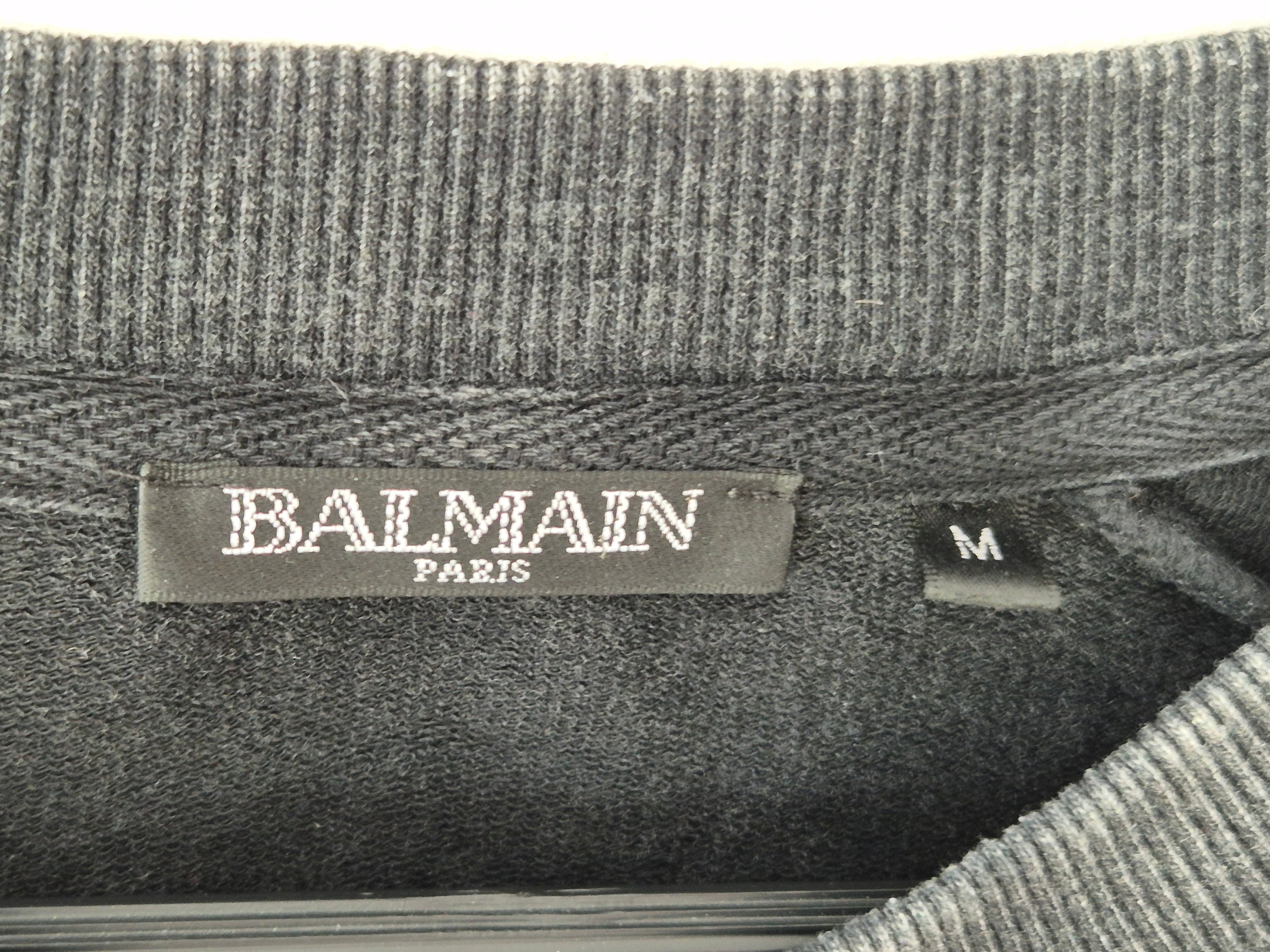 Balmain Paris Sweatshirt M | Dark Gray | Logo Print | Very Good