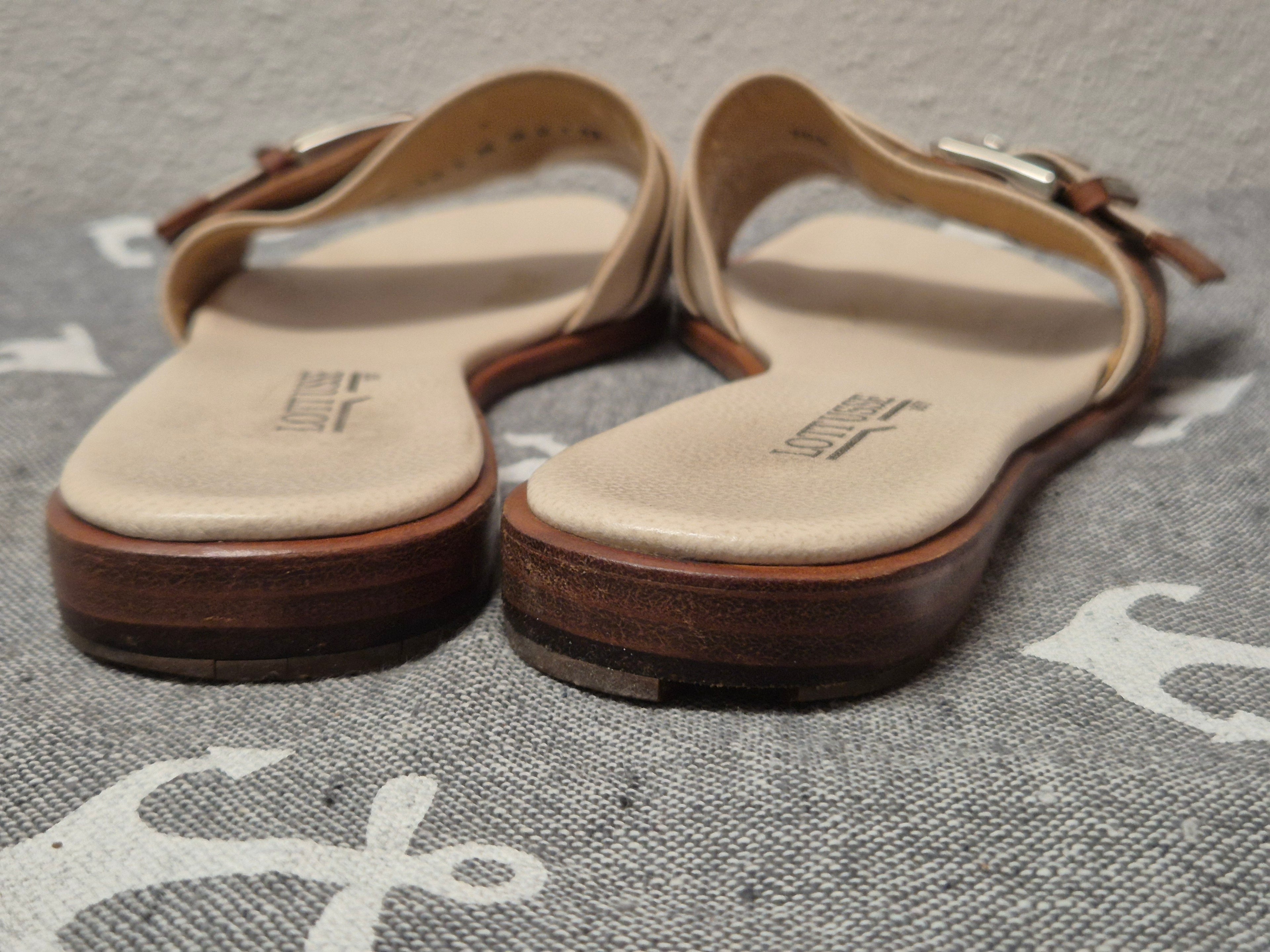Lottusse Leder-Pantoletten EU 39 | Beige/Braun | Guter Zustand