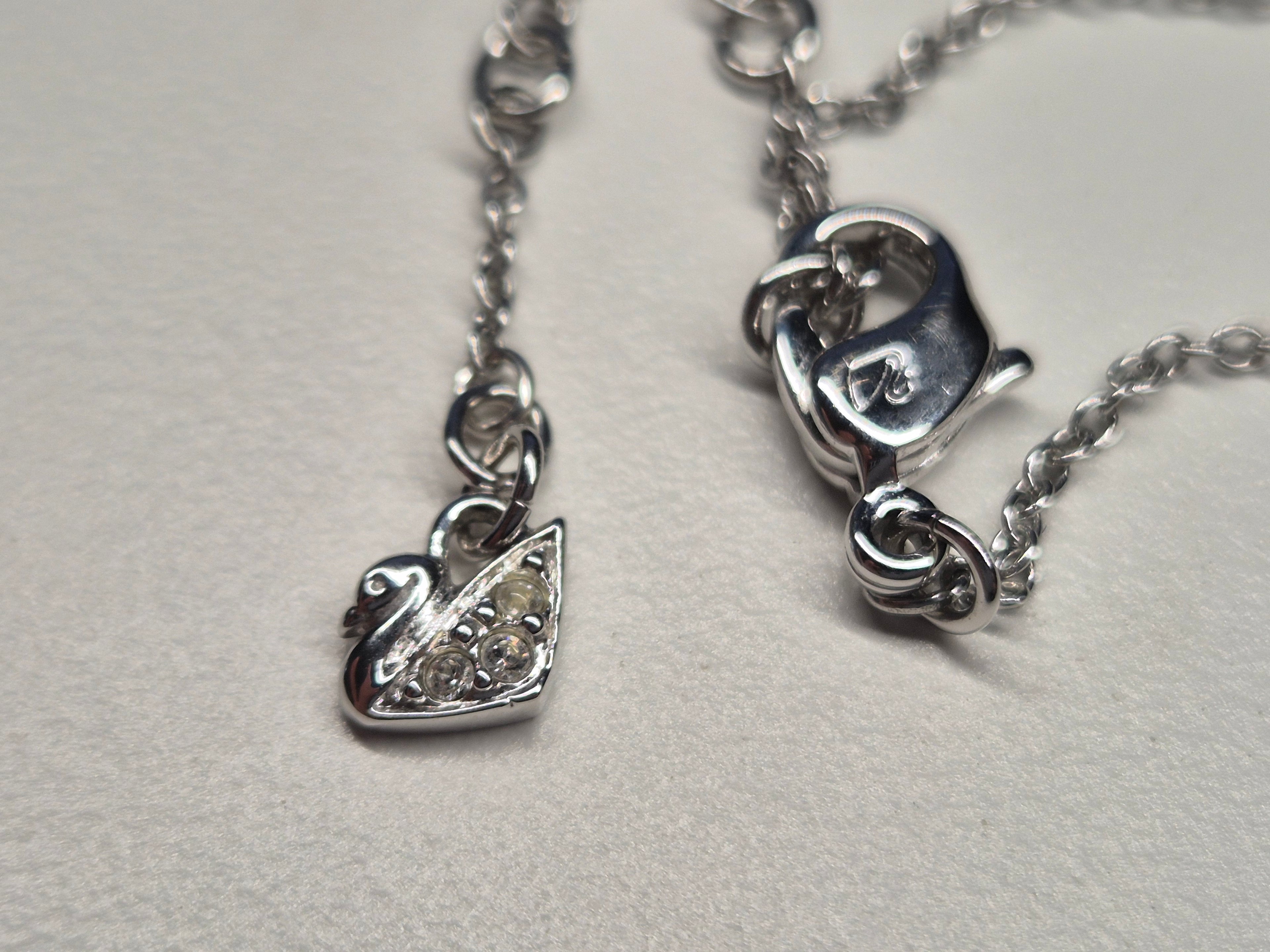 Swarovski Double Teardrop Necklace | Silver Tone, Purple & Aqua Crystals | Very Good