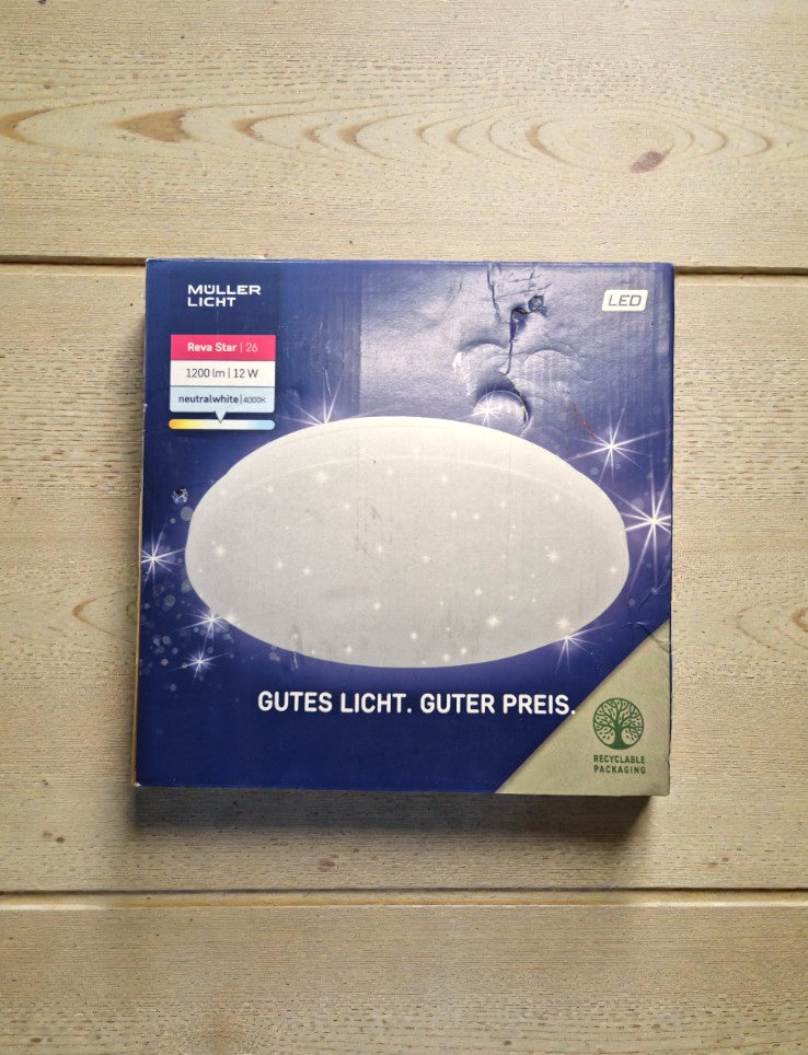 Müller Licht Reva Star LED Ceiling Light, 26cm, 1200lm, 4000K, Neutral White, Good