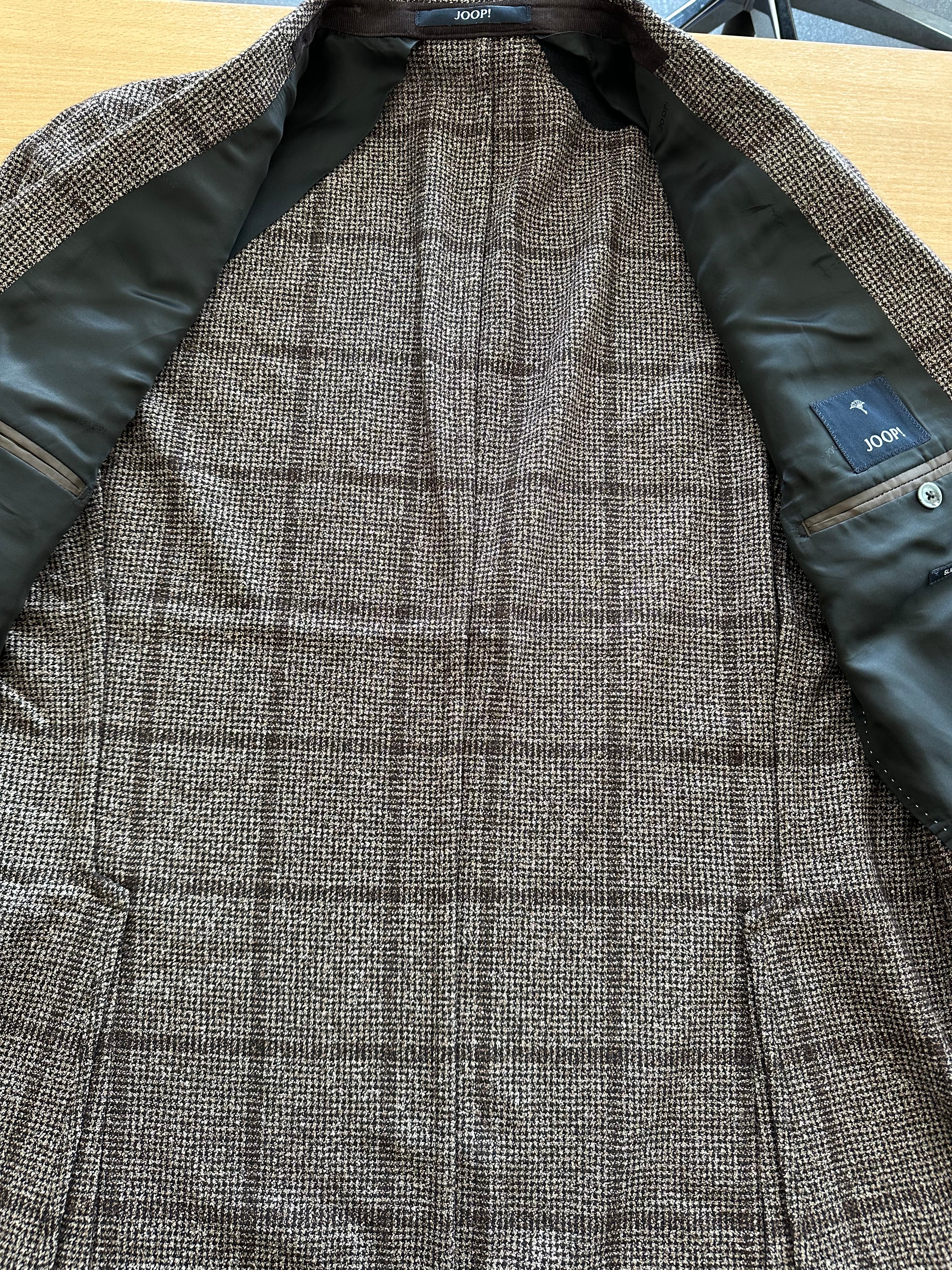 JOOP! Slim Fit Wool Blazer – Brown Plaid – Size 54 – Like New