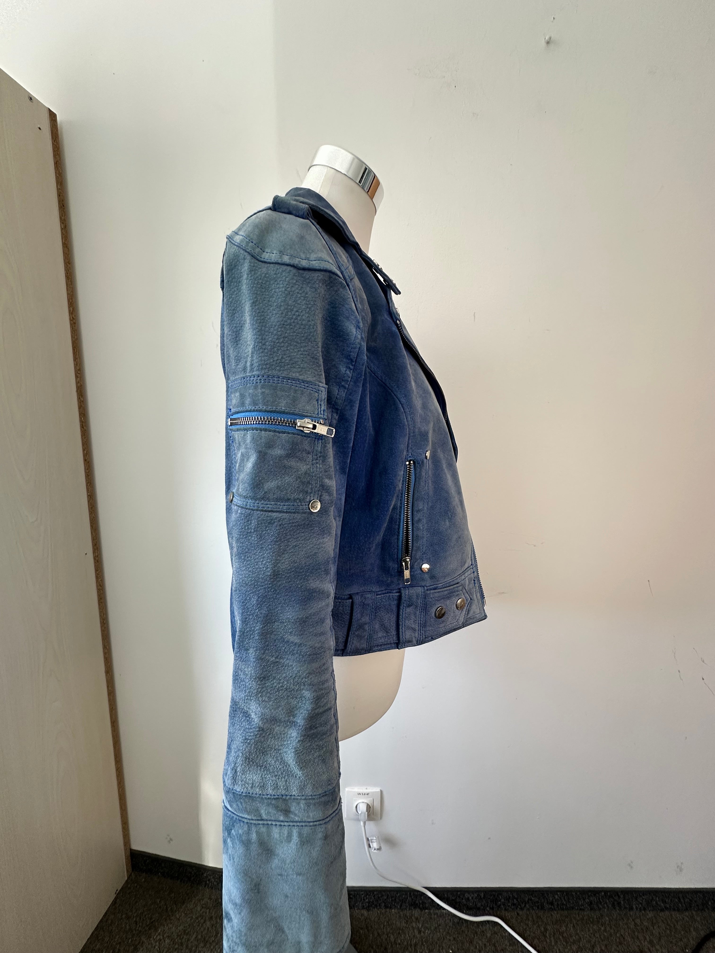 Goosecraft Biker 406 Damen Jacke – Wildleder, Blau, Größe L, Gebraucht