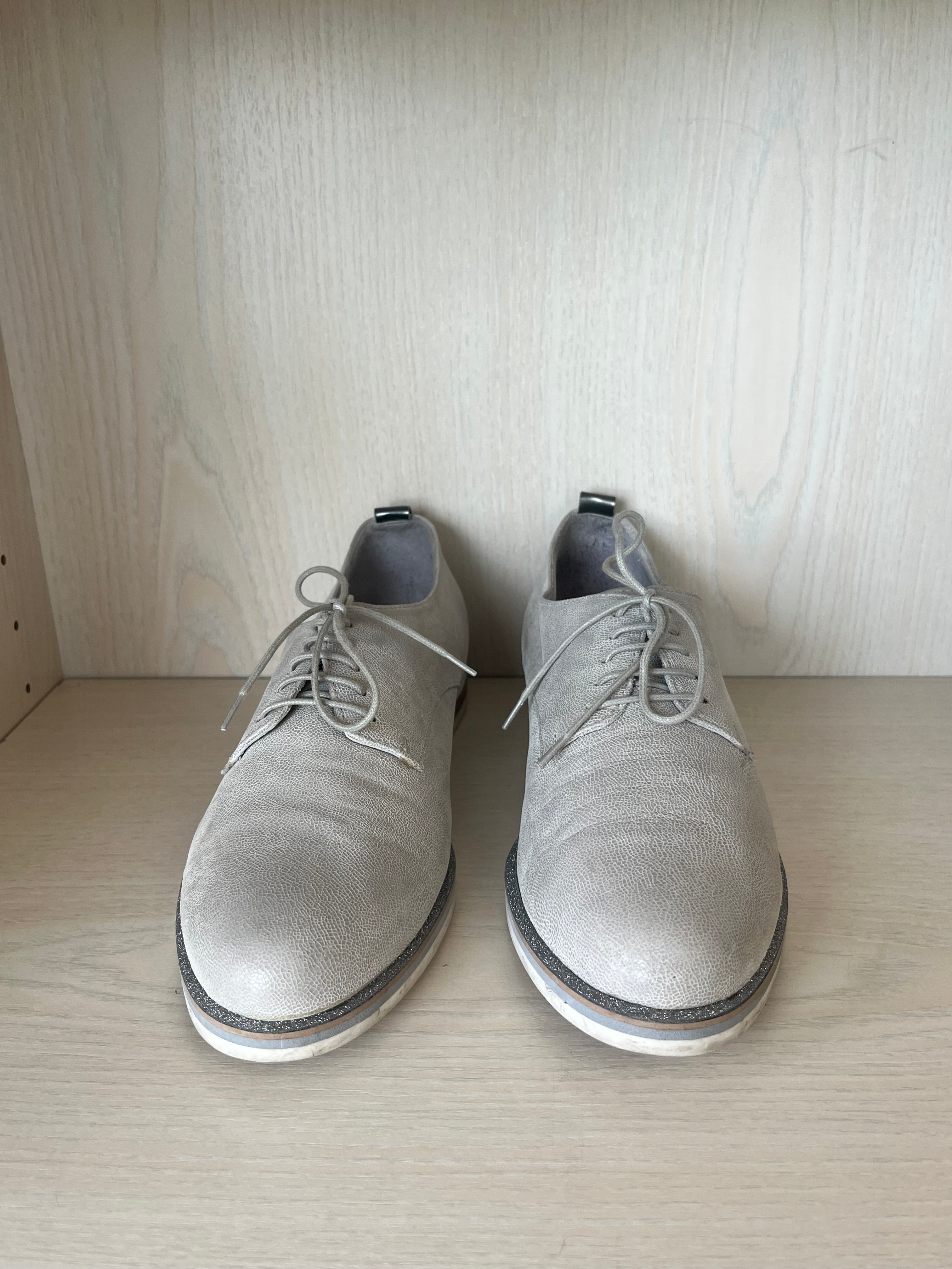 Maripe Linen Derby Shoes, Grey/Silver, EU 39, Good Condition