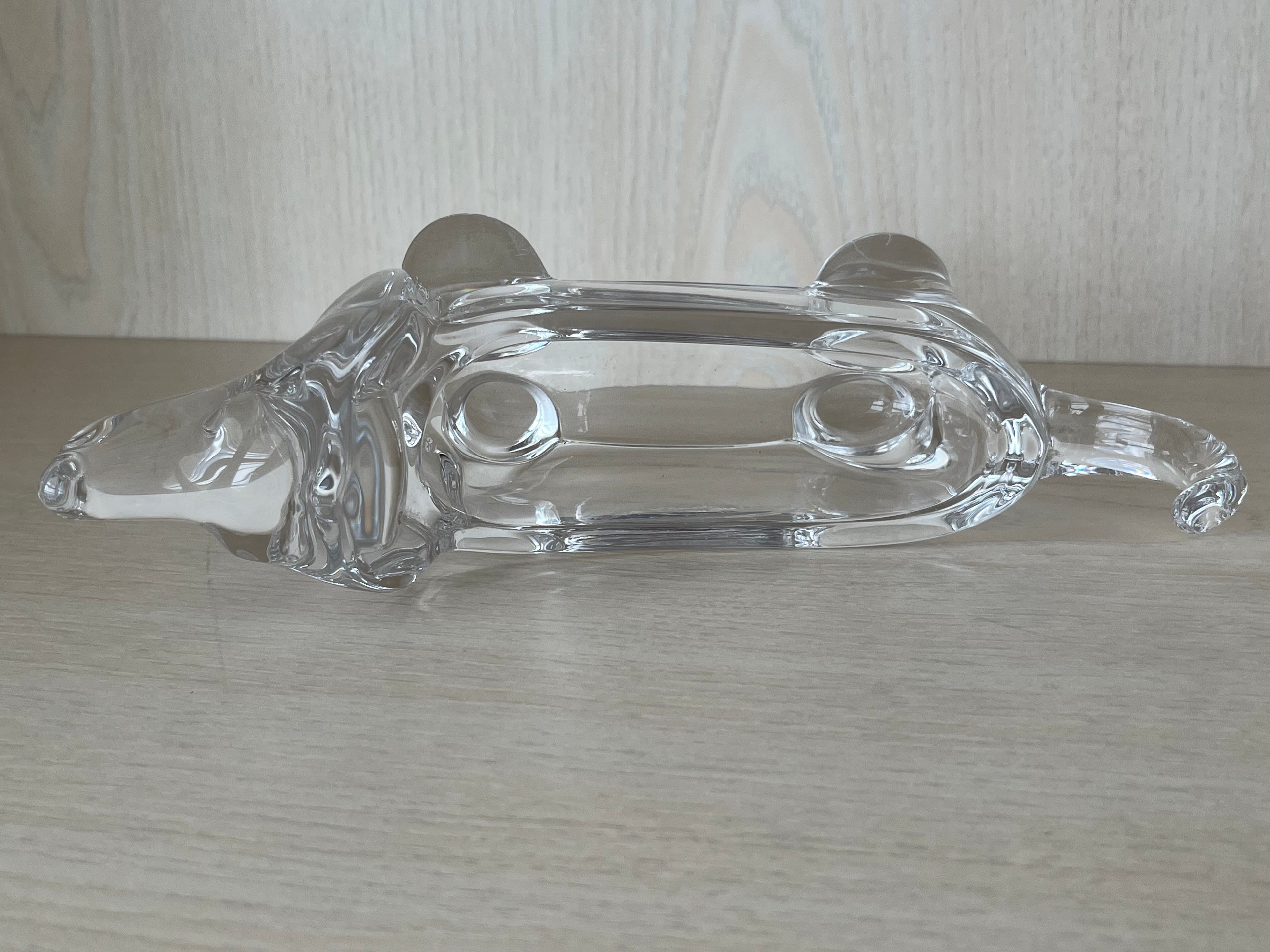 Art Vannes France Crystal Dachshund Dish, Signed, 23cm, Good Condition