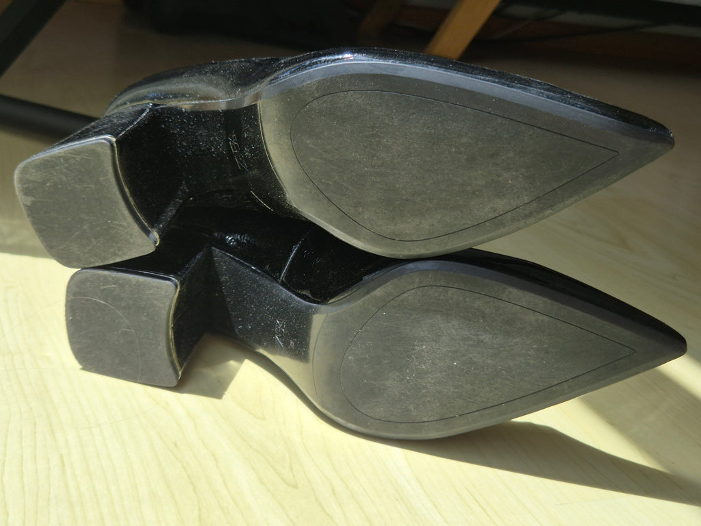 Zara Black Patent Block Heel Pumps, Size 39, Very Good Condition