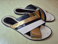 Lanvin Criss Cross Slide Sandals | Gold/Ivory Leather | EU 39 (US 9) | Used