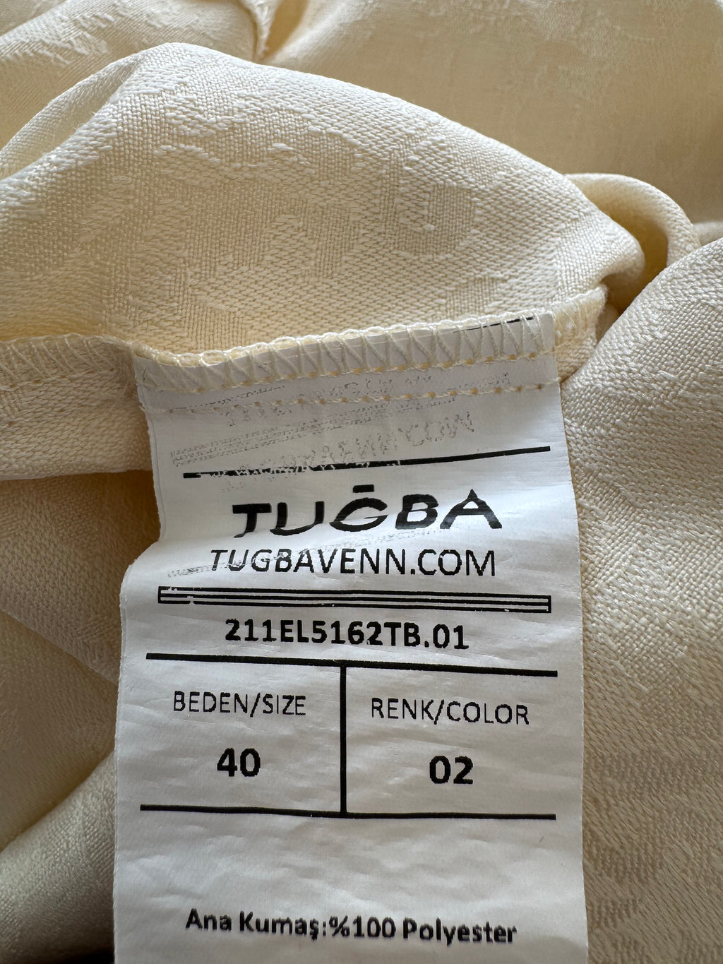 TUGBA Elegant Maxi Dress, Size 40/M, Off-White, Balloon Sleeves, Belt, VG