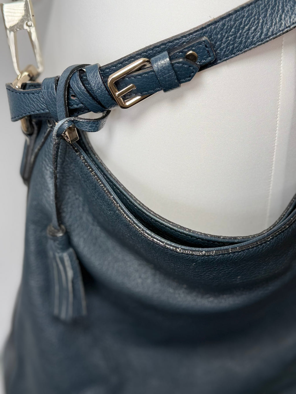 Coccinelle Pebbled Leather Hobo Bag, Medium, Dark Petrol Green