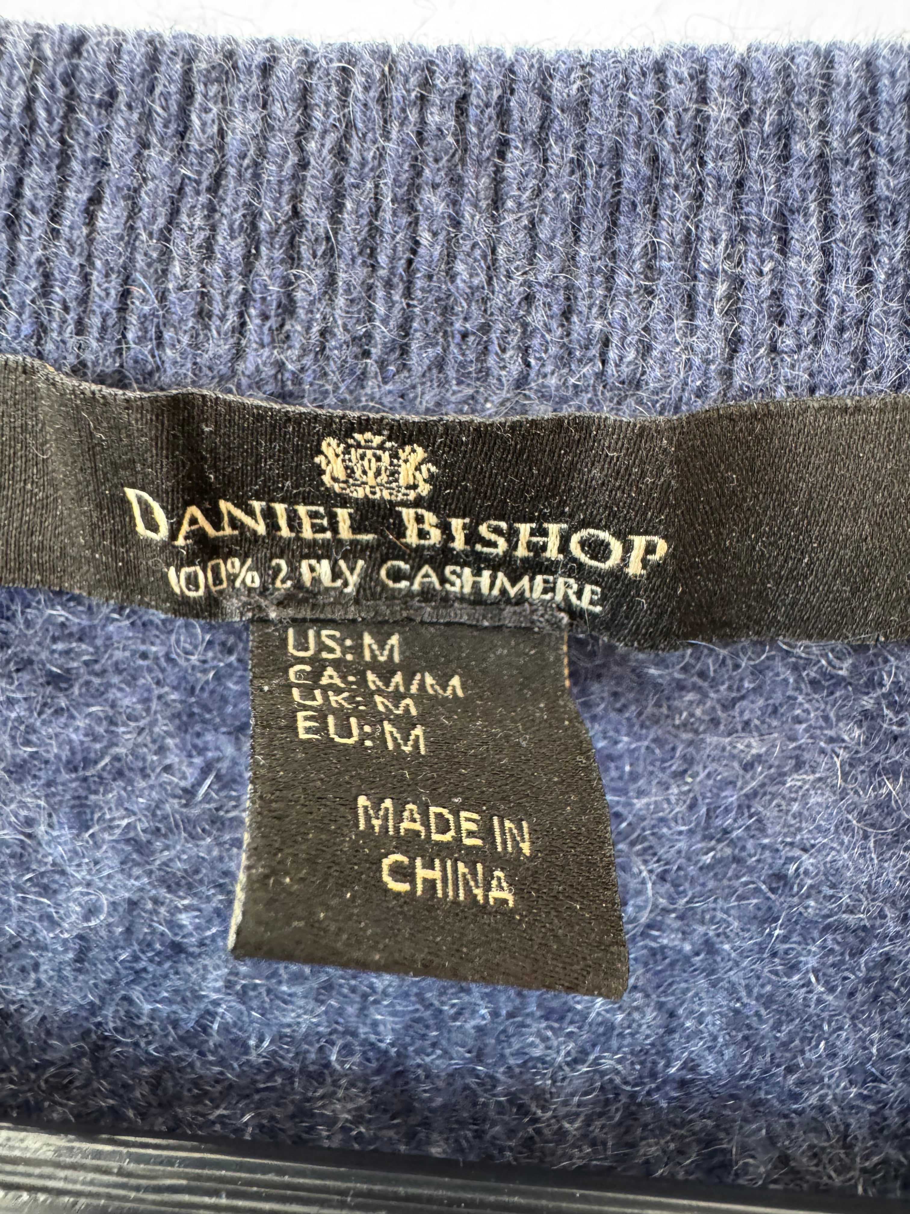 Daniel Bishop Herren Pullover M Navy 100% Kaschmir V-Ausschnitt 2-lagig