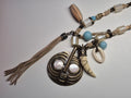 Konplott Boho Statementkette 80cm – Naturmaterial, Türkis, sehr guter Zustand