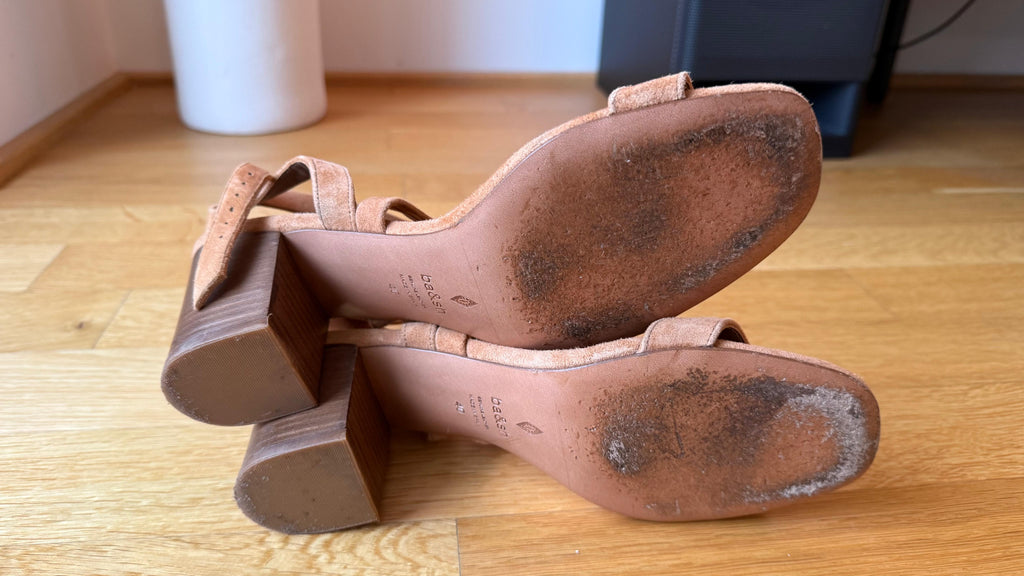 ba&sh Suede Block-Heel Sandals | EU 40 | Light Brown | Good Condition