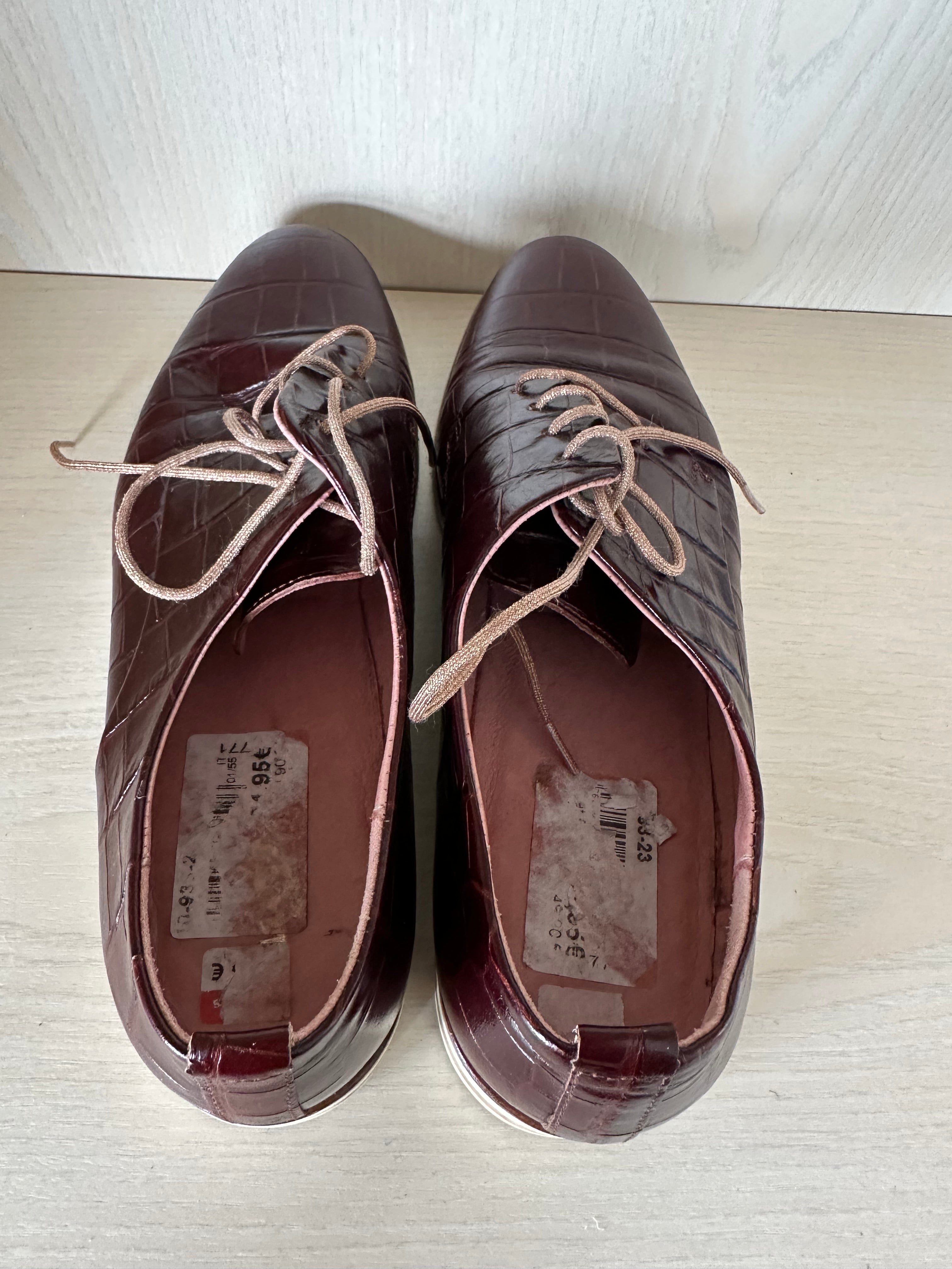 LLOYD Damen Schnürschuhe, Kroko-Prägung, Rot, Gr. 38,5, Sehr guter Zustand