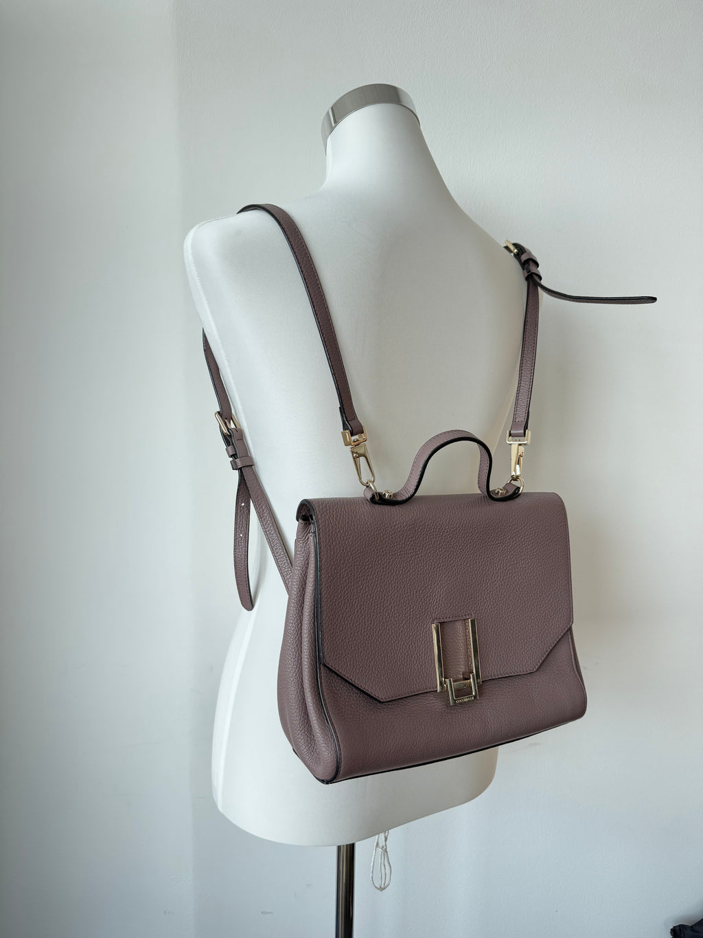 Coccinelle Arlettis Medium Grain-Leather Bag Taupe/Mauve – Very Good