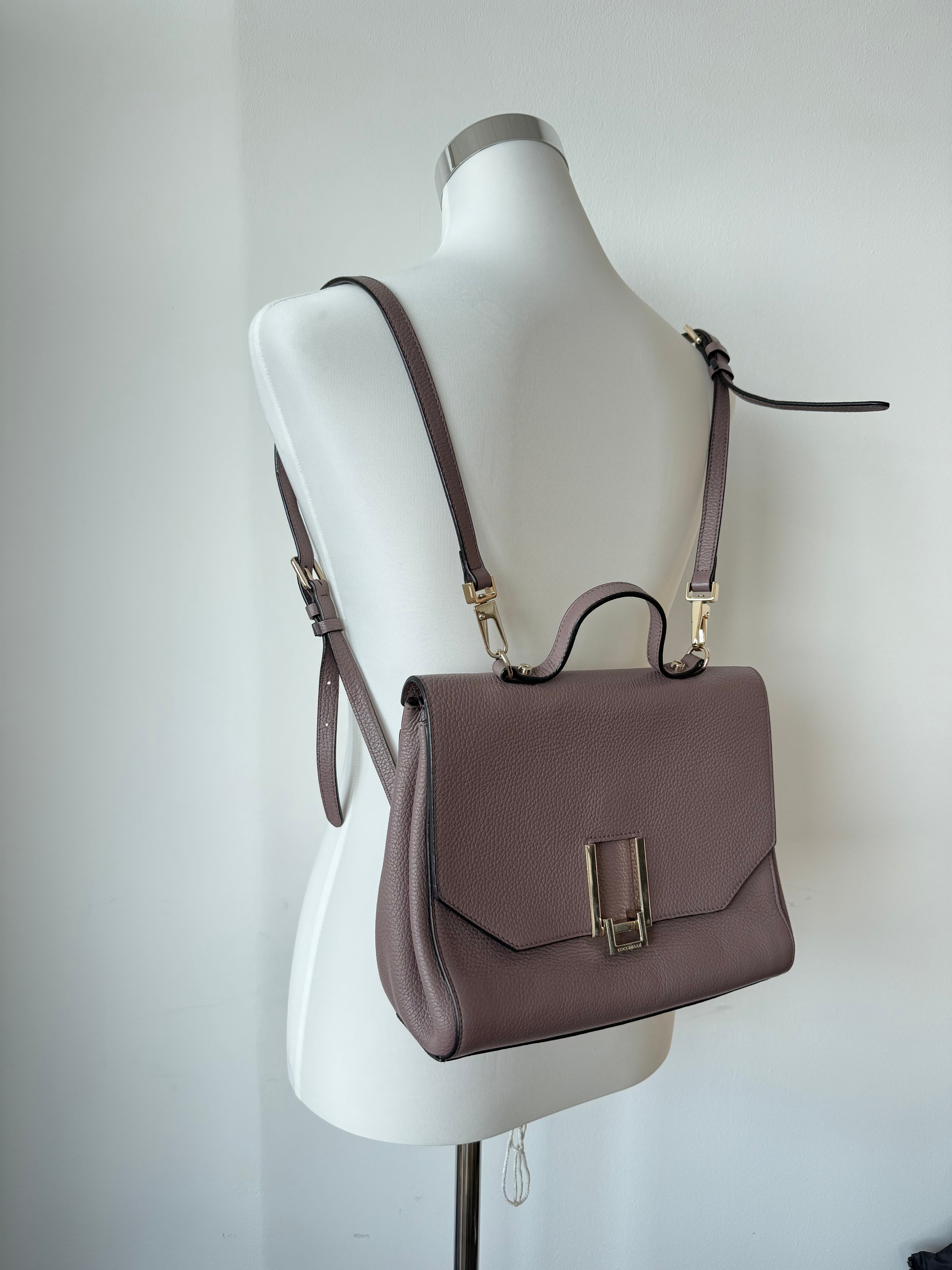 Coccinelle Arlettis Medium Grain-Leather Bag Taupe/Mauve – Very Good