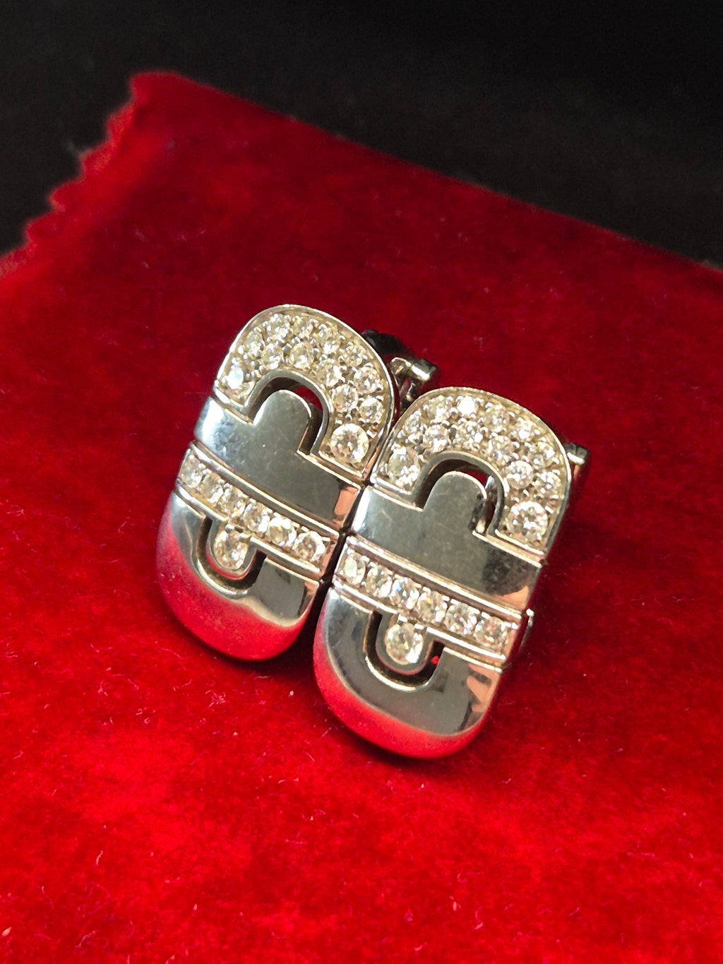 Bvlgari Parentesi 18K Weißgold Diamant Clip-Ohrringe Medium, guter Zustand