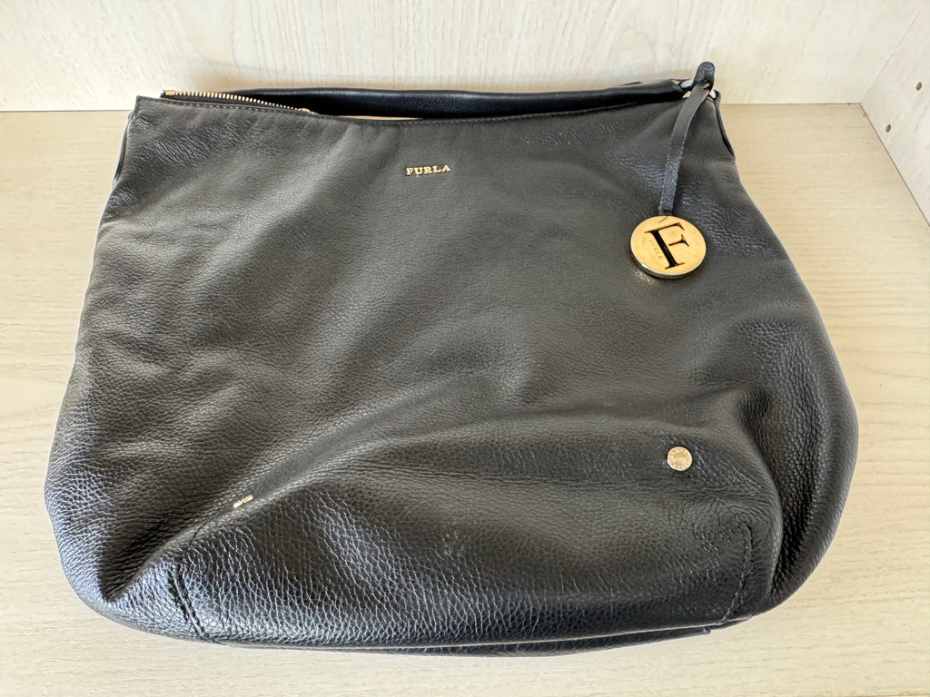 Furla Raffaella Leder Hobo Bag – Schwarz, Medium, sehr guter Zustand