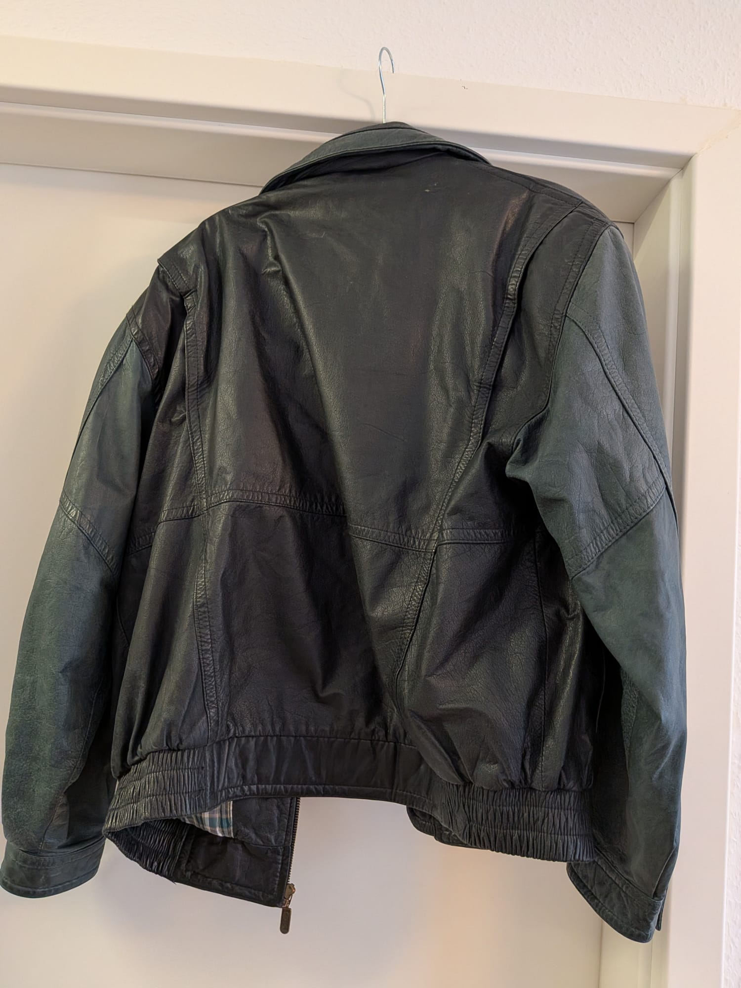Echtleder Bomberjacke – Conte Massimo – Gr. 50 – Dunkelgrün/Schwarz – Gut