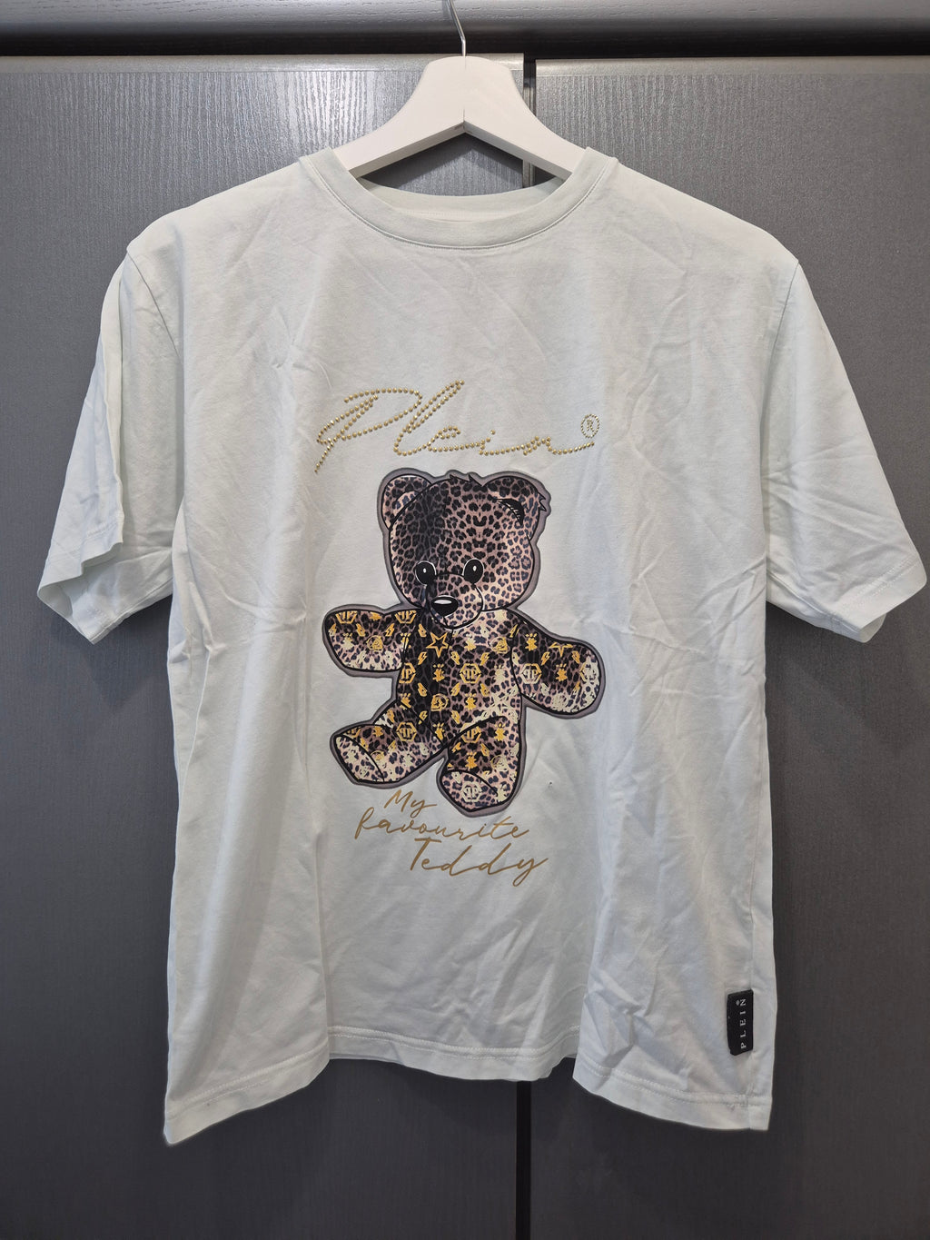 Philipp Plein Junior T-Shirt 152/12y – Teddy Bear & Crystals, White, Used