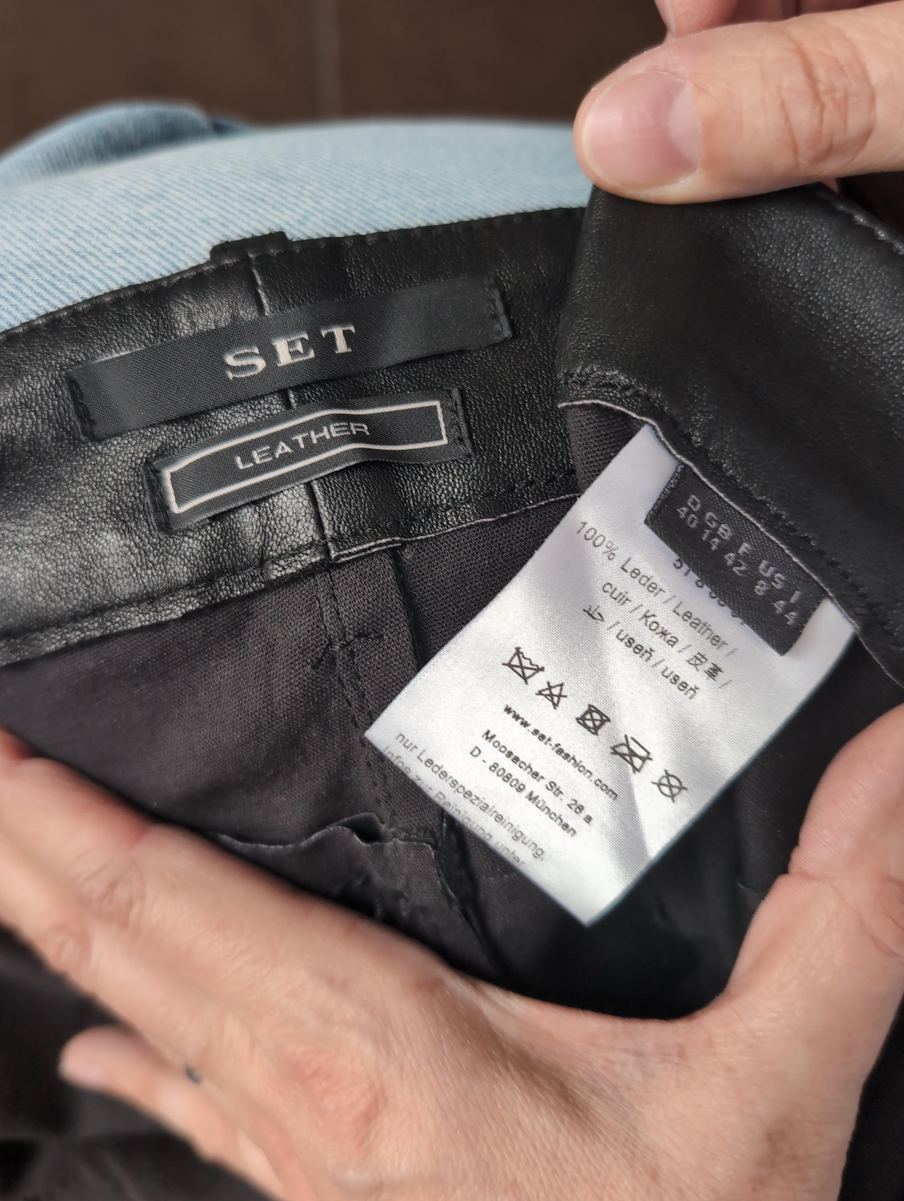 SET Leather Skinny Trousers – Black, Size 48 EU, Very Good Condition