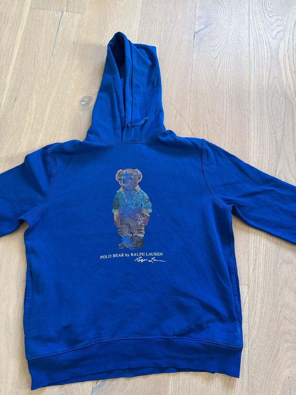 Polo Ralph Lauren Polo Bear Hoodie Blue Size M Used Bear Print Faded