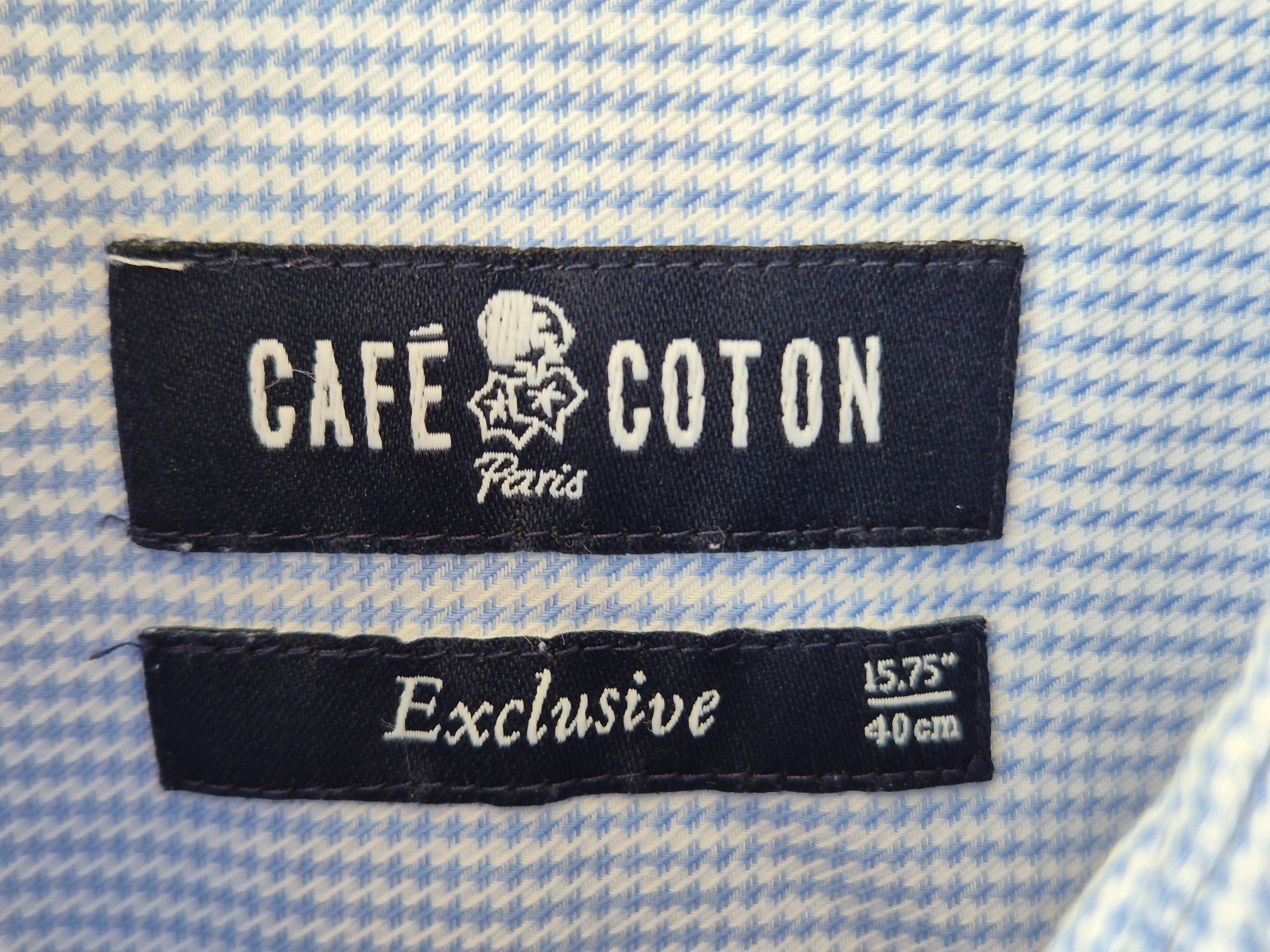 Café Coton Exclusive Herrenhemd 40/15.75 Hellblau 100% Baumwolle Sehr Gut