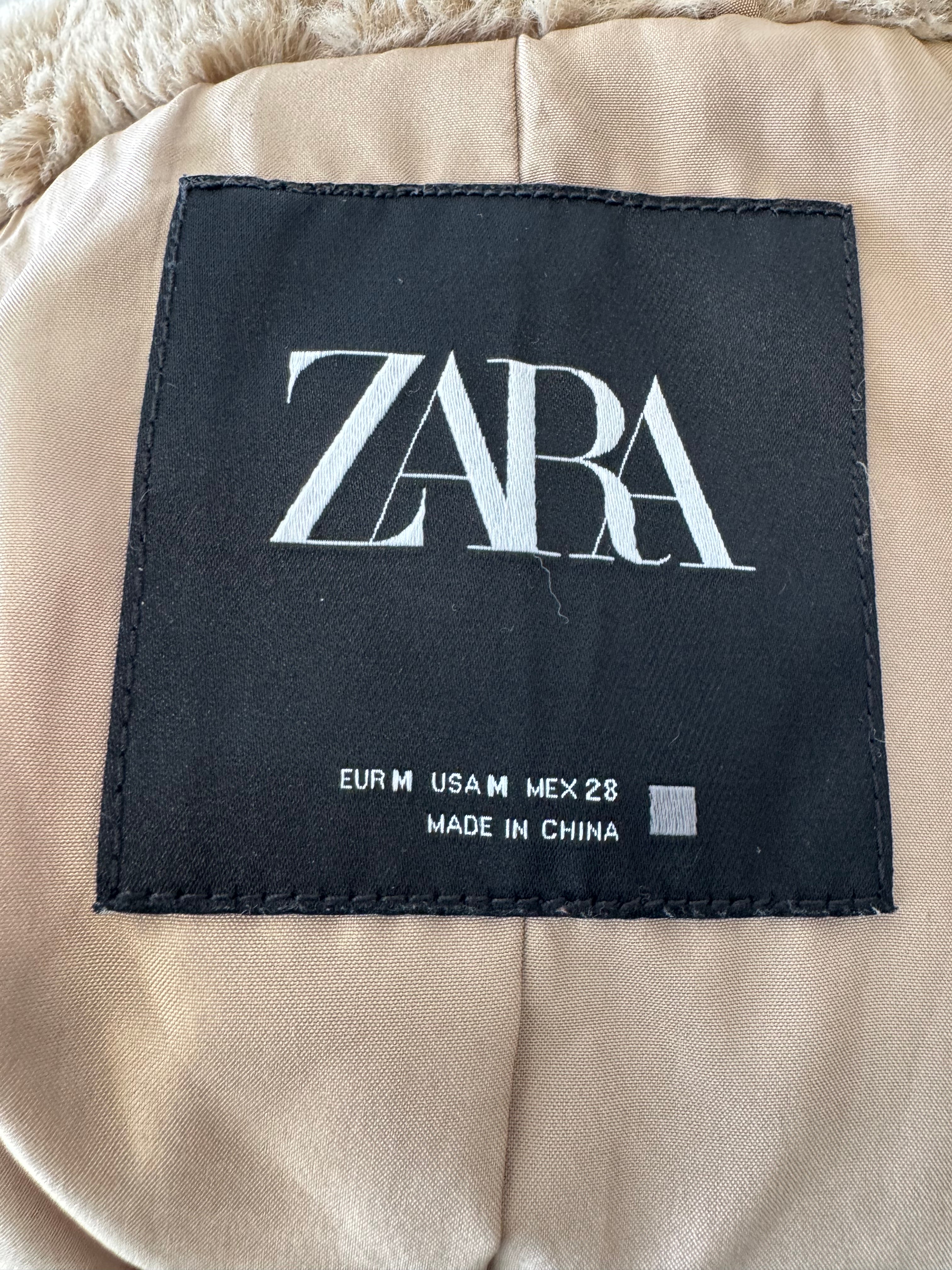 Zara Teddy Coat – Faux Fur, Beige, Size M, Very Good Condition