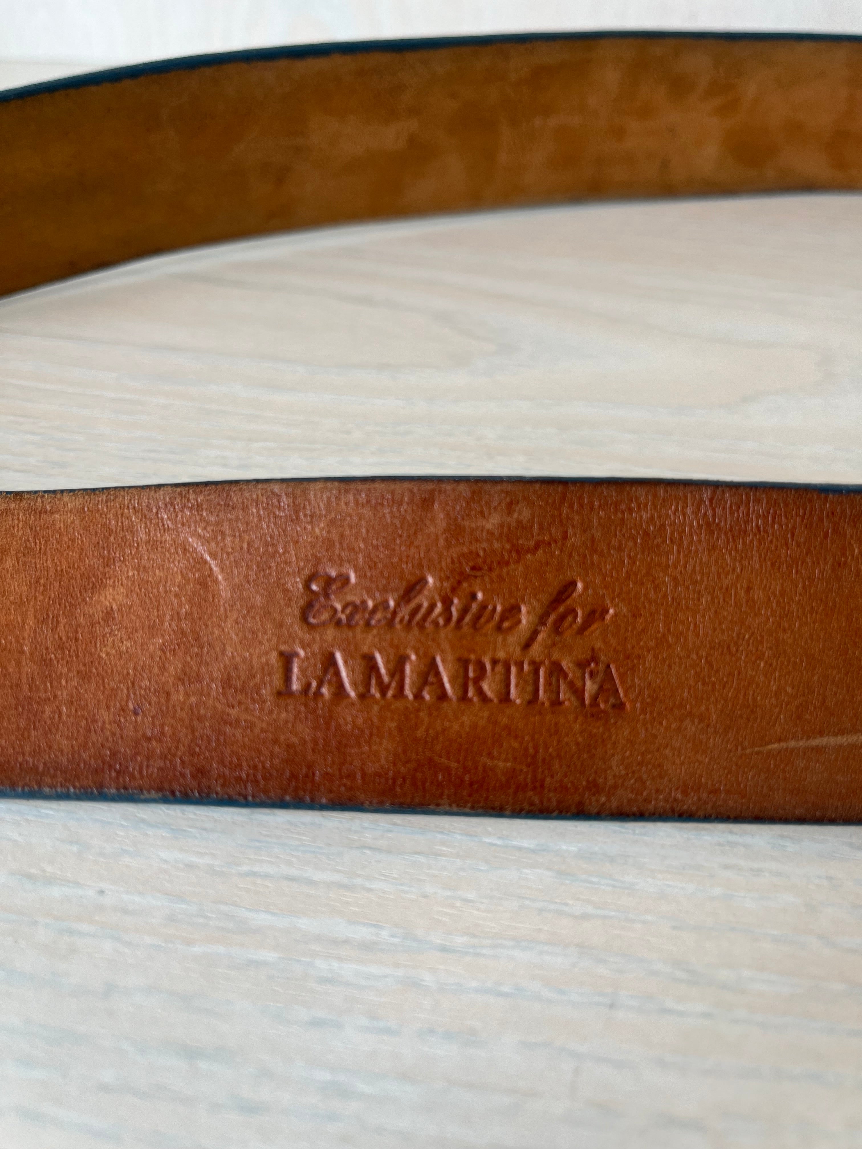 La Martina Leather Belt Exclusive Edition Brown 90cm Handmade Good Condition