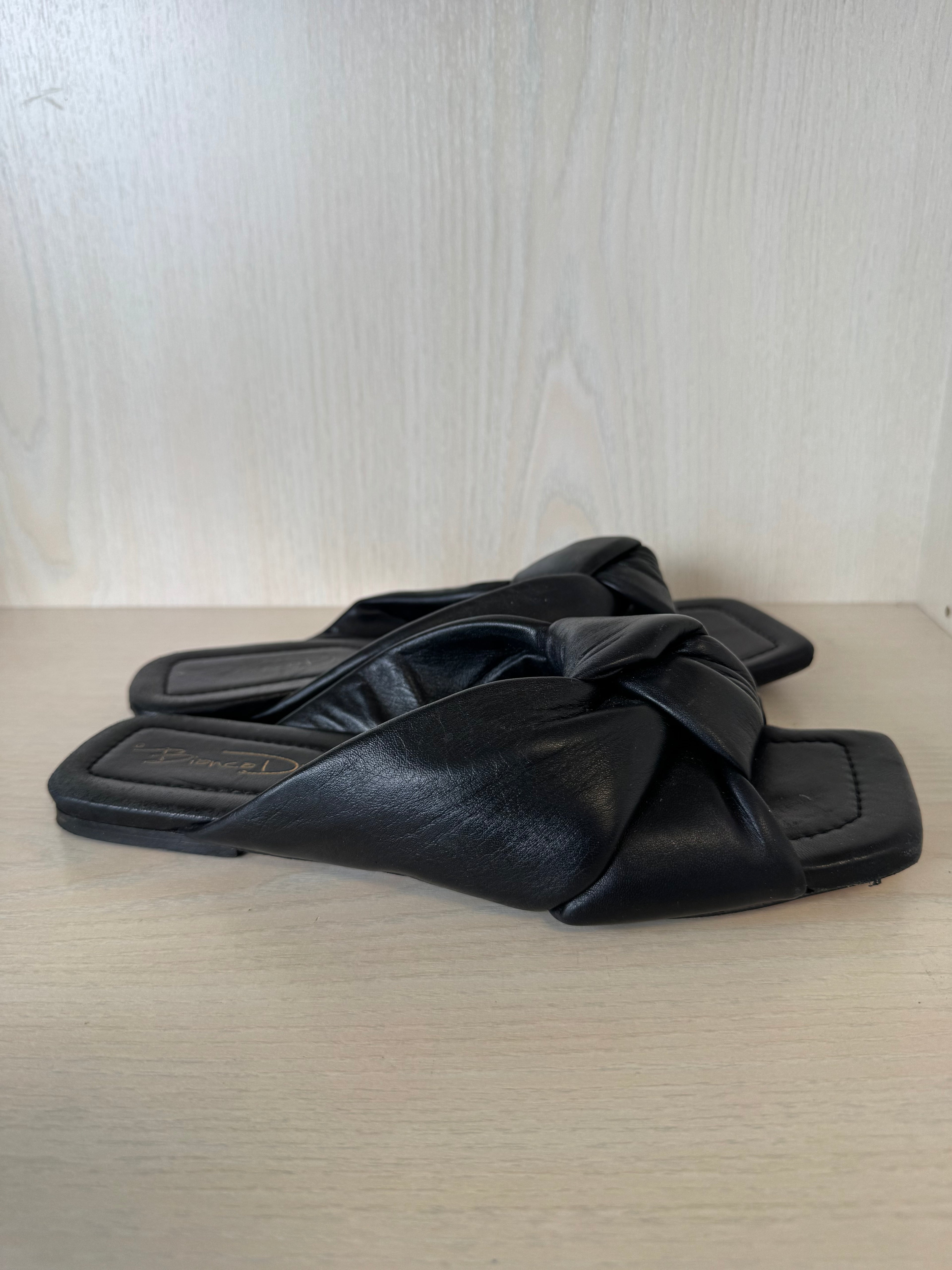 Bianca Di Schwarze Leder Knotensandalen – EU 40, Made in Italy, Gebraucht