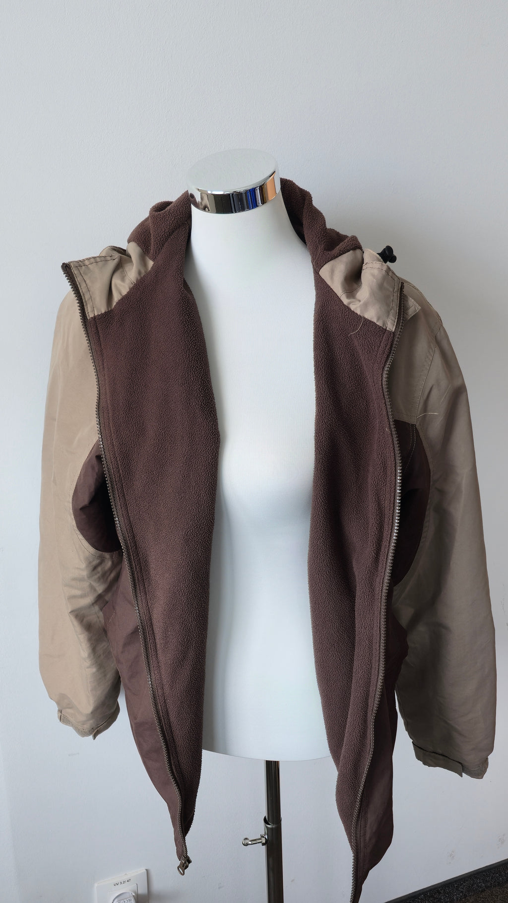 Polar Edge Two-Tone Nylon/Fleece Jacke Braun/Beige Gr. M, Kapuze, guter Zustand