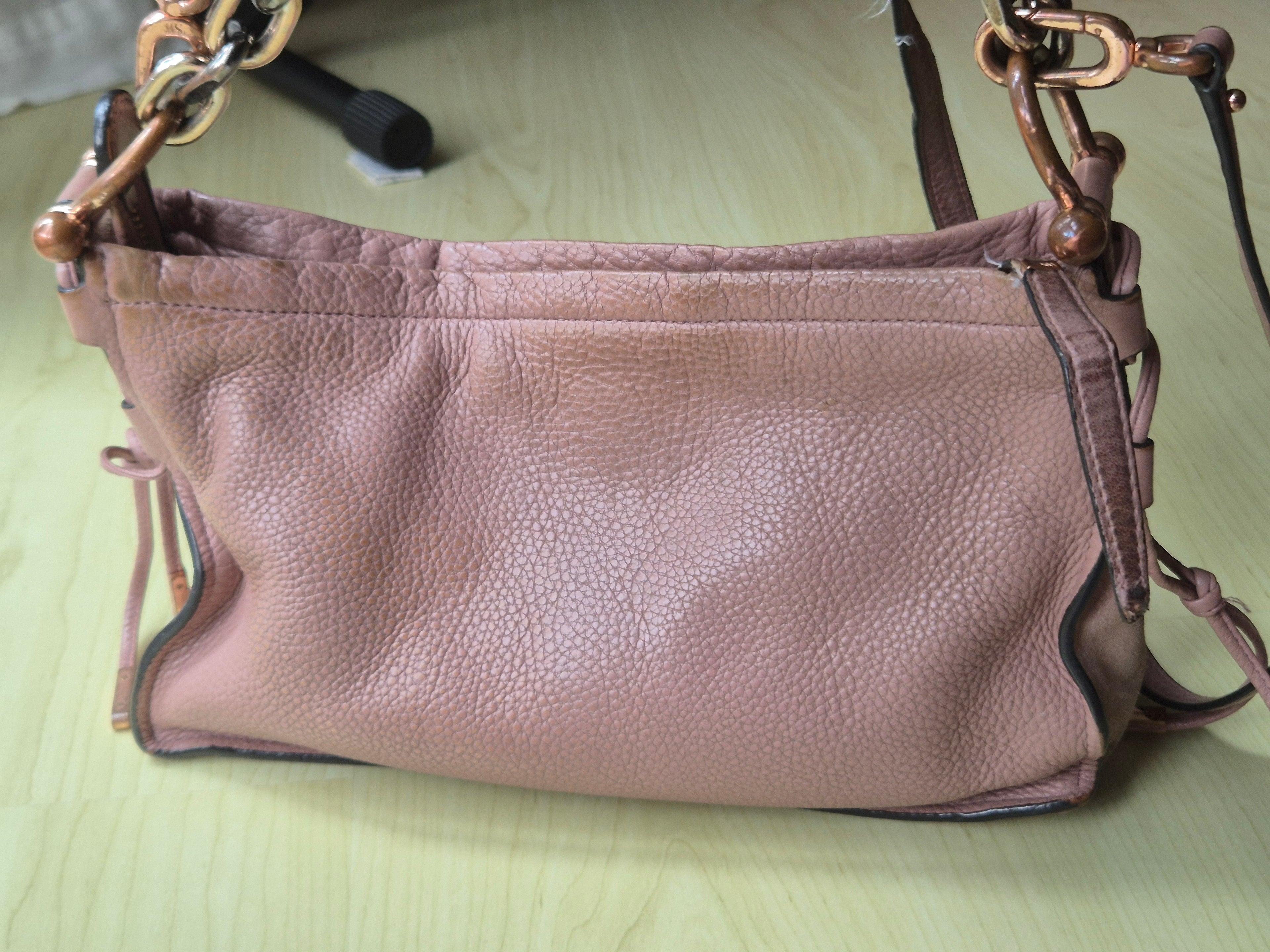Stuart Weitzman Shoulder/Crossbody Bag, Pink, Leather & Suede, Poor Condition
