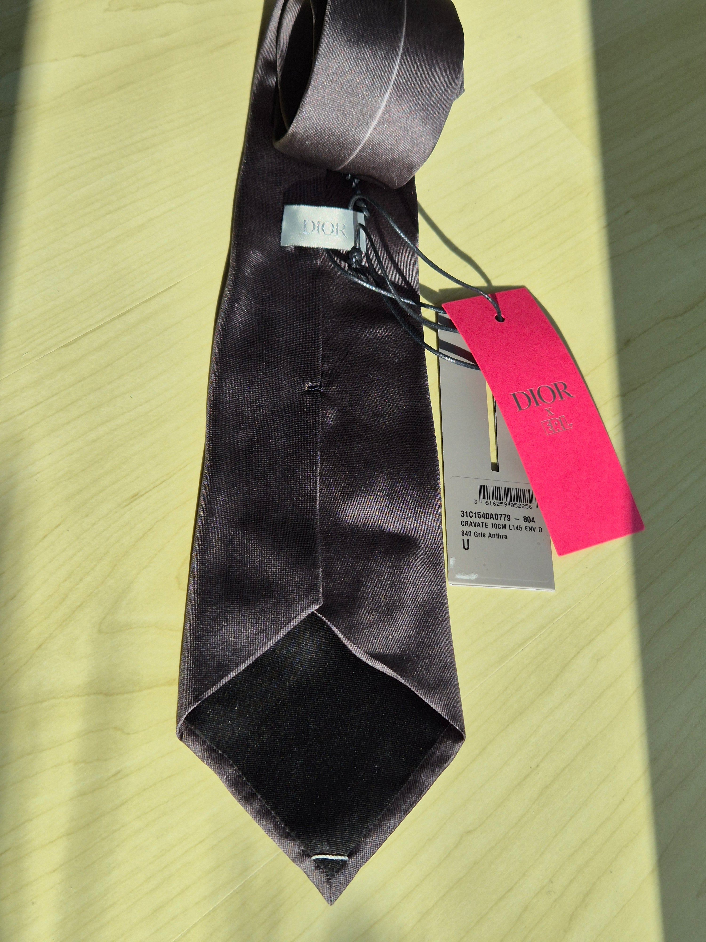 Dior 100% Silk Tie – Silver – Standard Size – Brand New with Tags