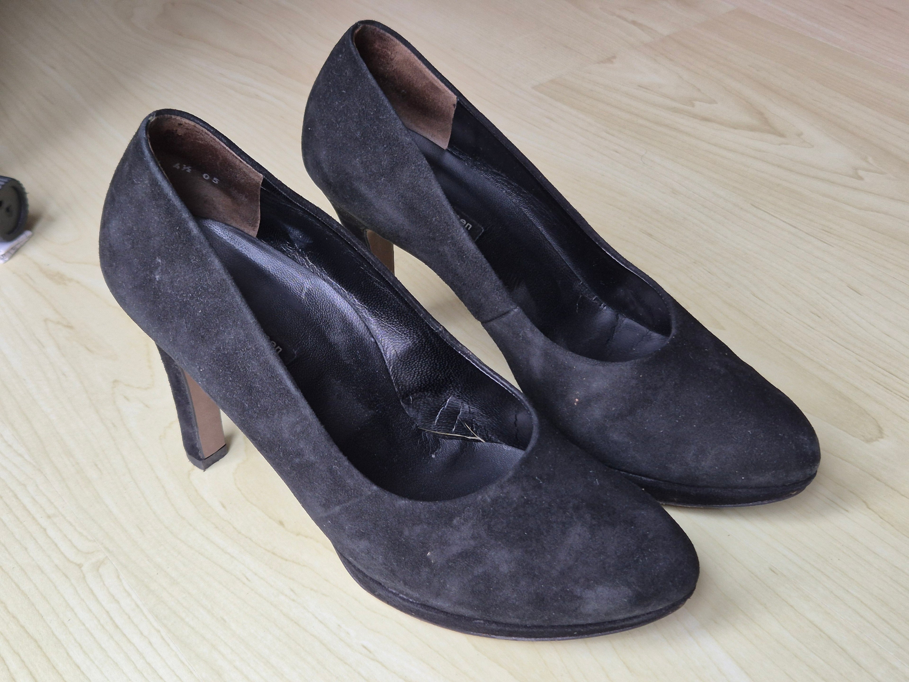 Paul Green Block Heel Pumps, Suede, Black, EU 39, Good Condition