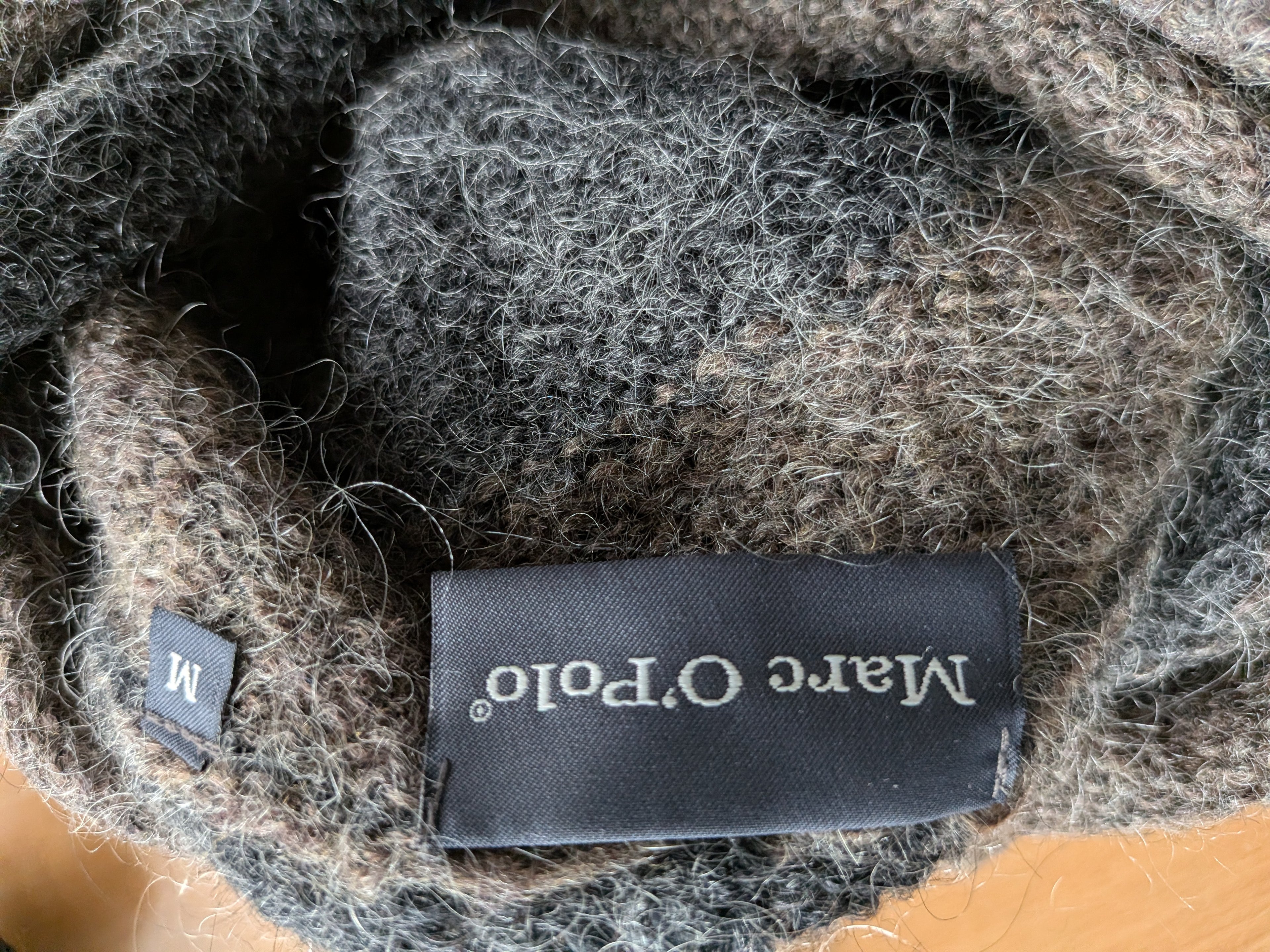 Marc O’Polo Mohair Striped Turtleneck Sweater Grey/Black, Size M, Very Good
