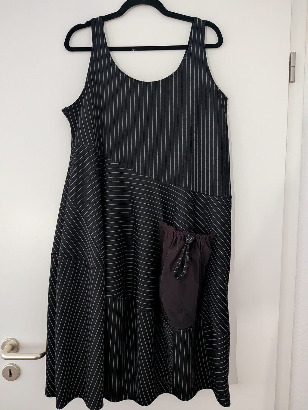 She’s Crazy Layering Dress, Black Pinstripe, Size 3 M/L, Good Condition