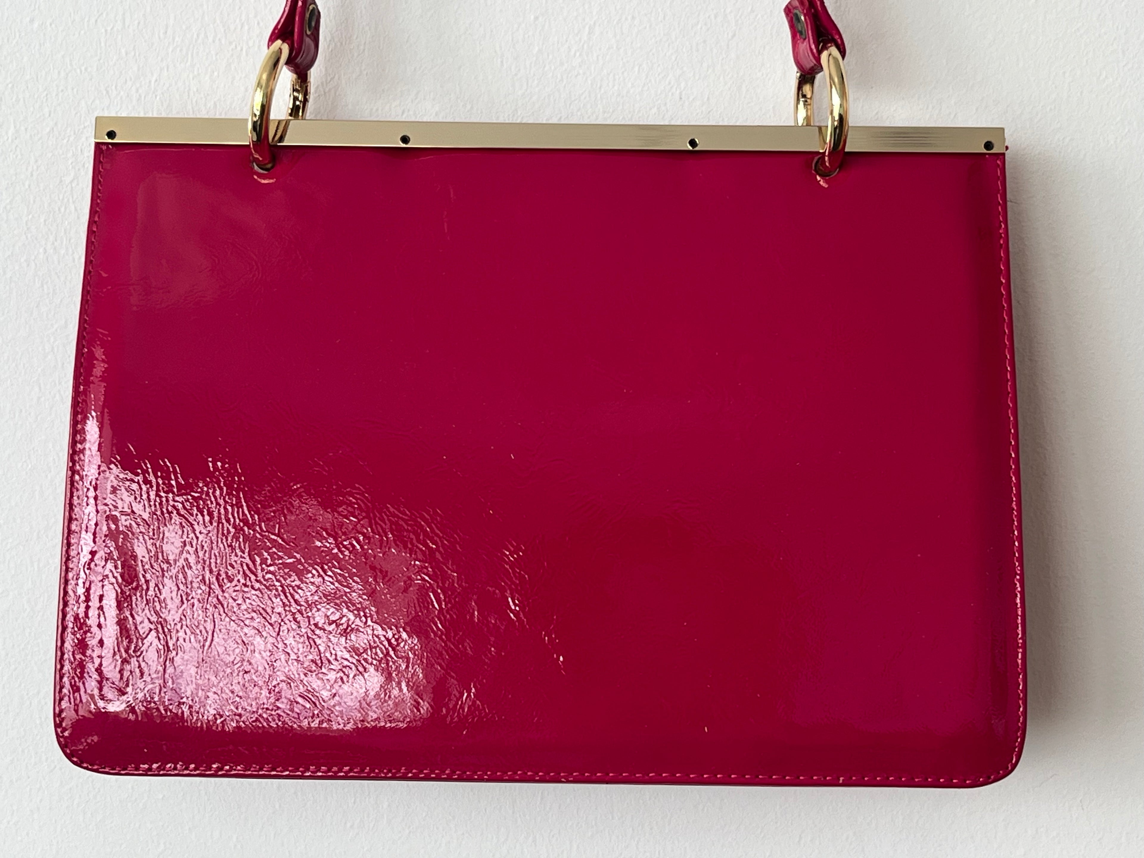Peter Kaiser Magenta Lackleder Schulter-/Clutch-Tasche – Sehr guter Zustand