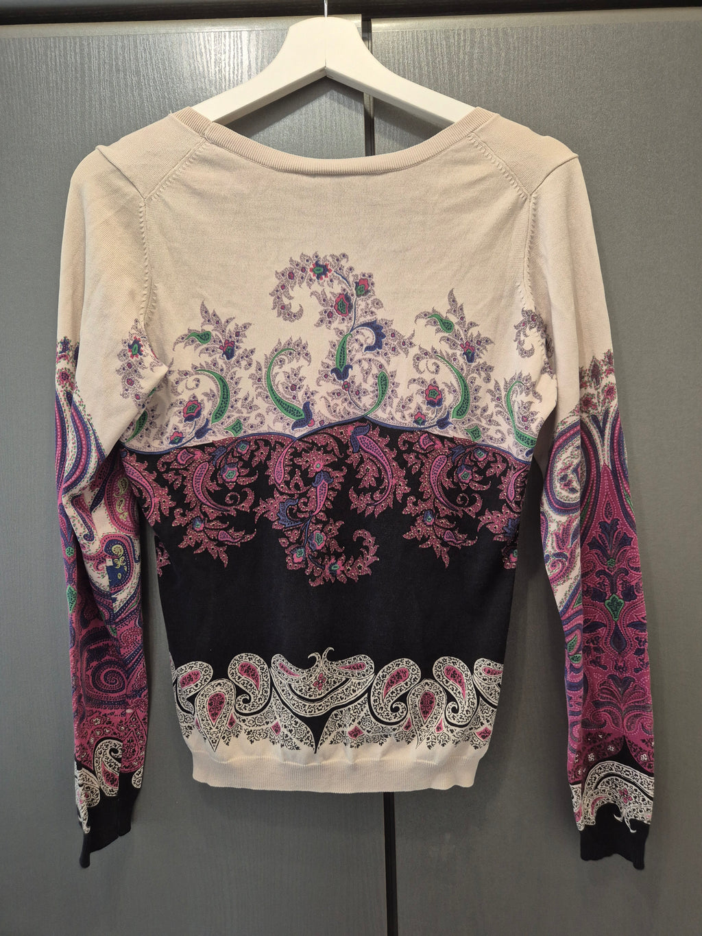 Etro Seiden-Cardigan – Paisley, Multicolor, Gr. IT 46 (DE 42/44), Guter Zustand