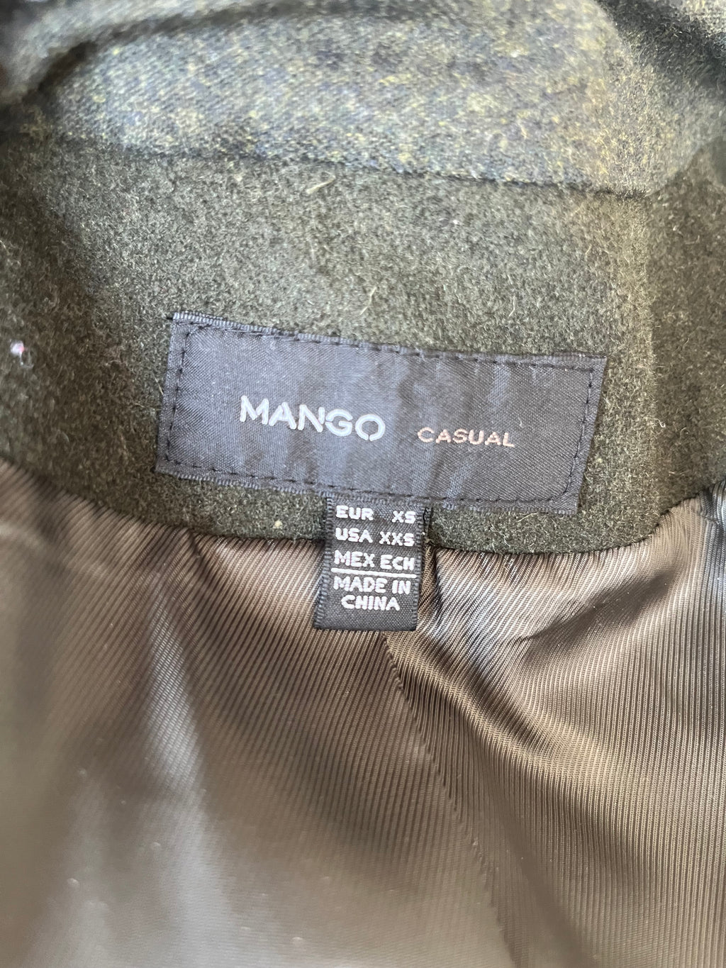 Mango Wool-Blend Coat XS – Black Double-Breasted, Gold Buttons, Good Condition