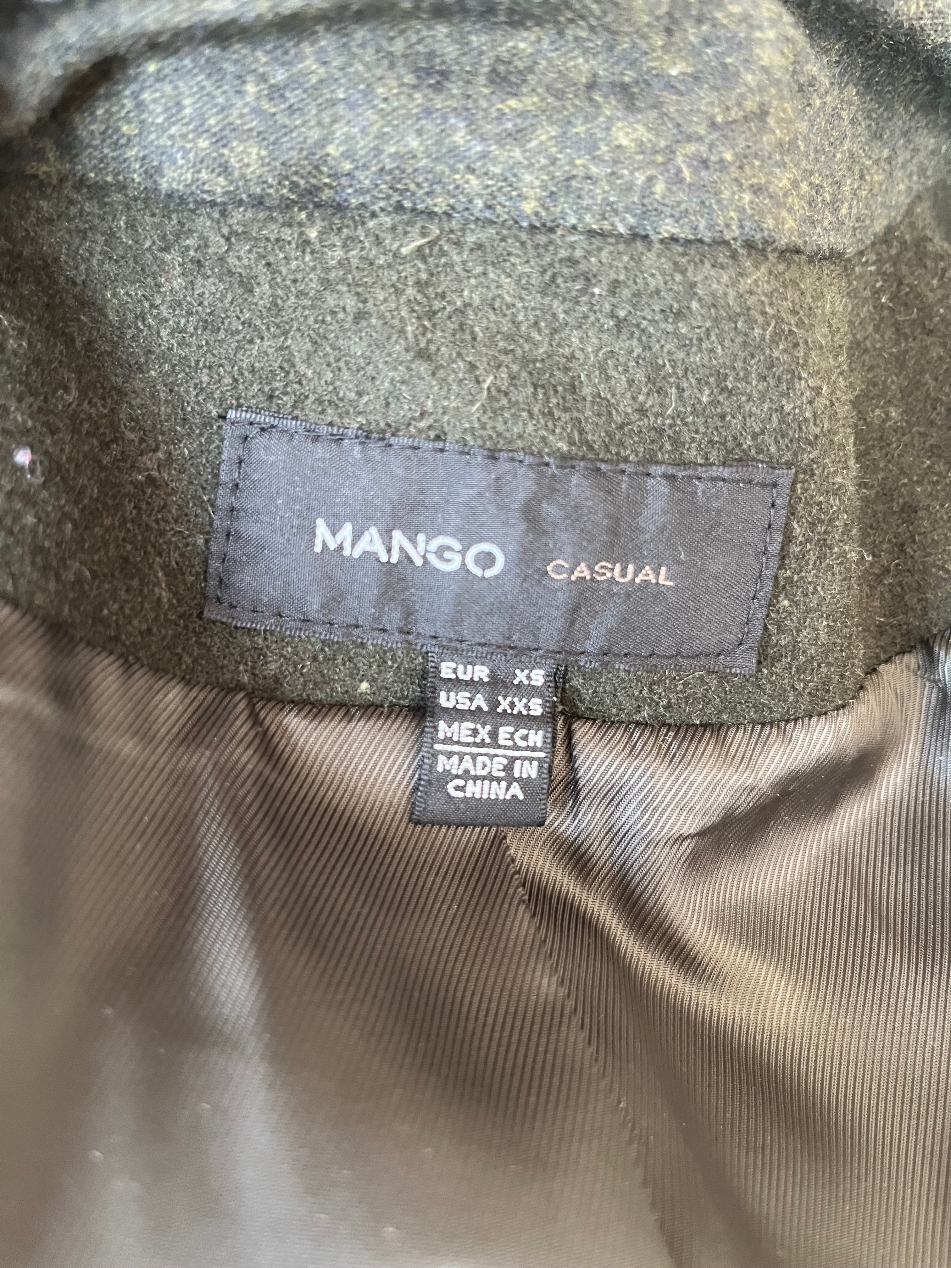 Mango Wool-Blend Coat XS – Black Double-Breasted, Gold Buttons, Good Condition