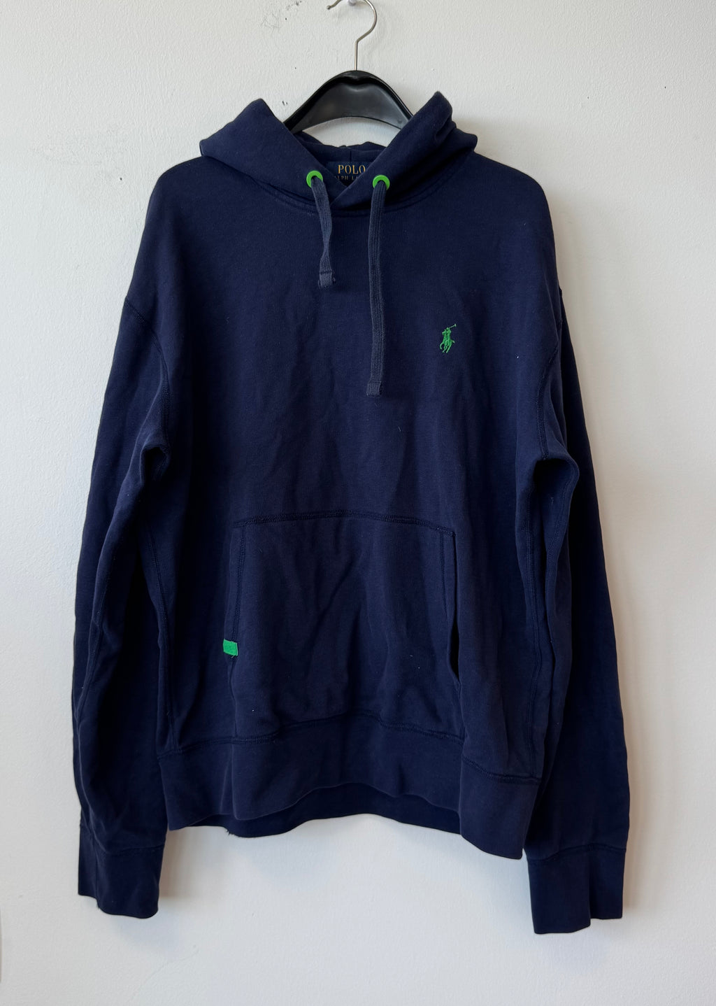Polo Ralph Lauren Performance Hoodie Navy Blue Green Logo Size M Good Condition