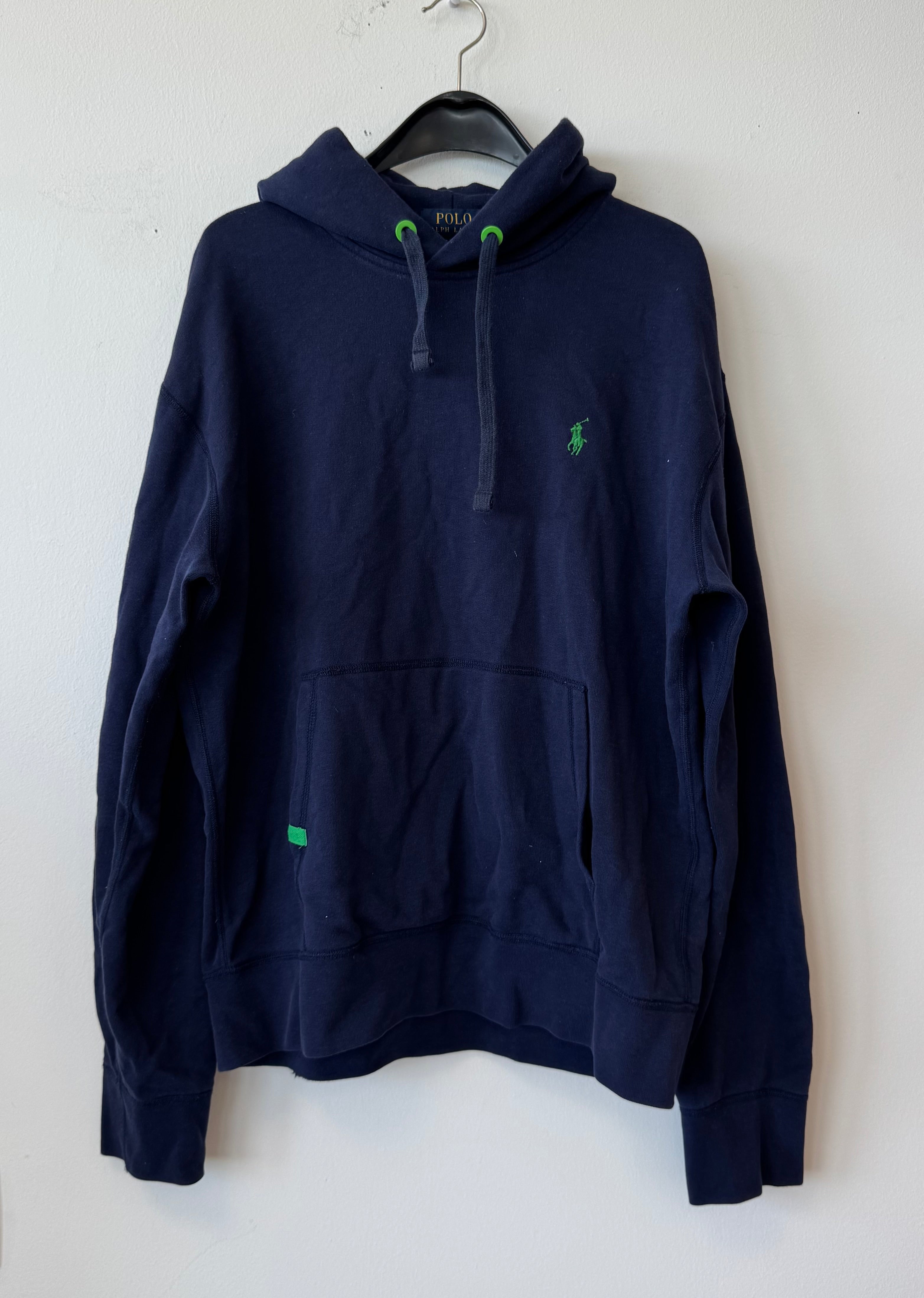 Polo Ralph Lauren Performance Hoodie Navy Blue Green Logo Size M Good Condition