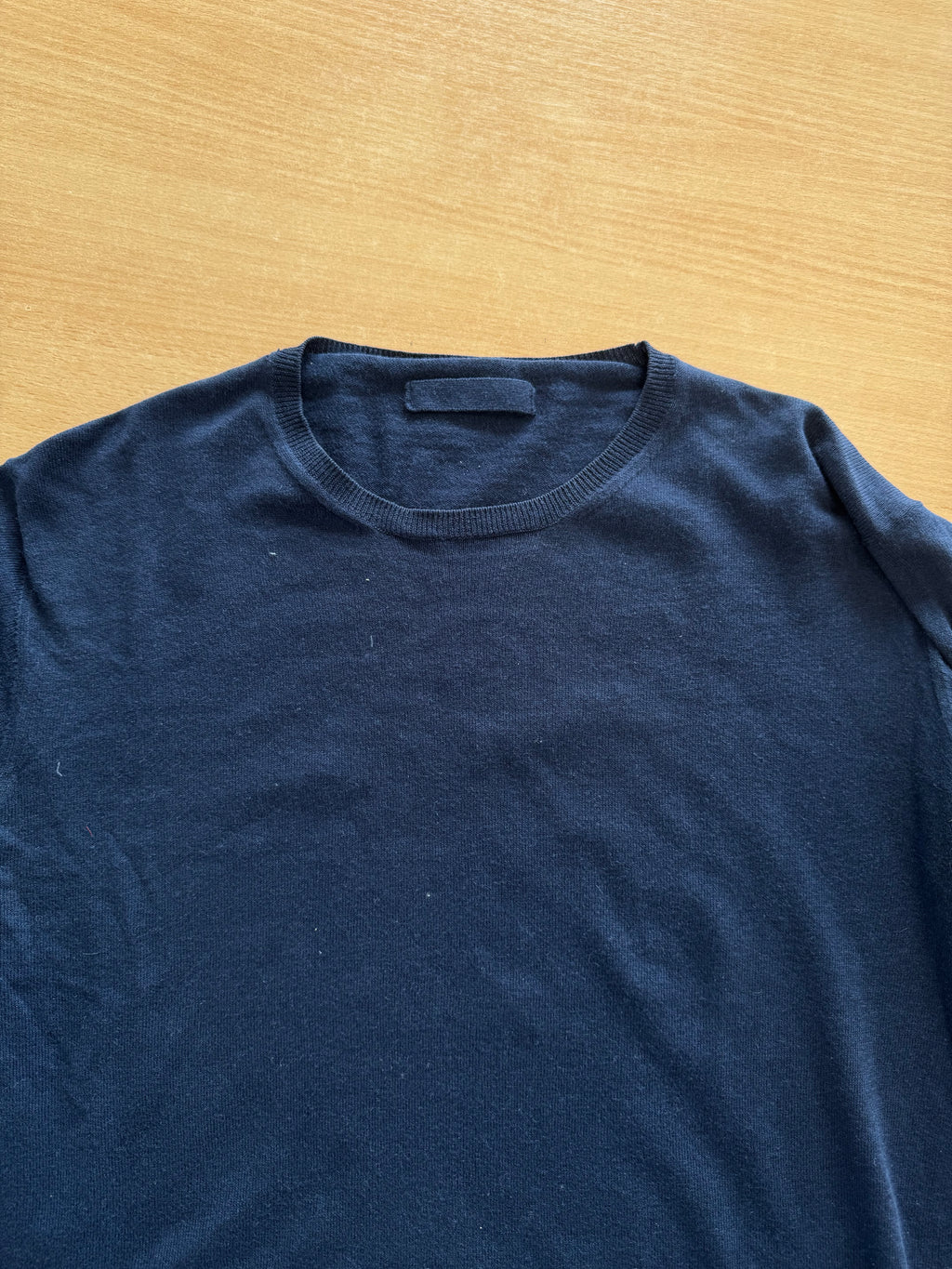 Prada Herren Pullover Navy Merino Wolle Rundhals Gr. 48 Gebraucht