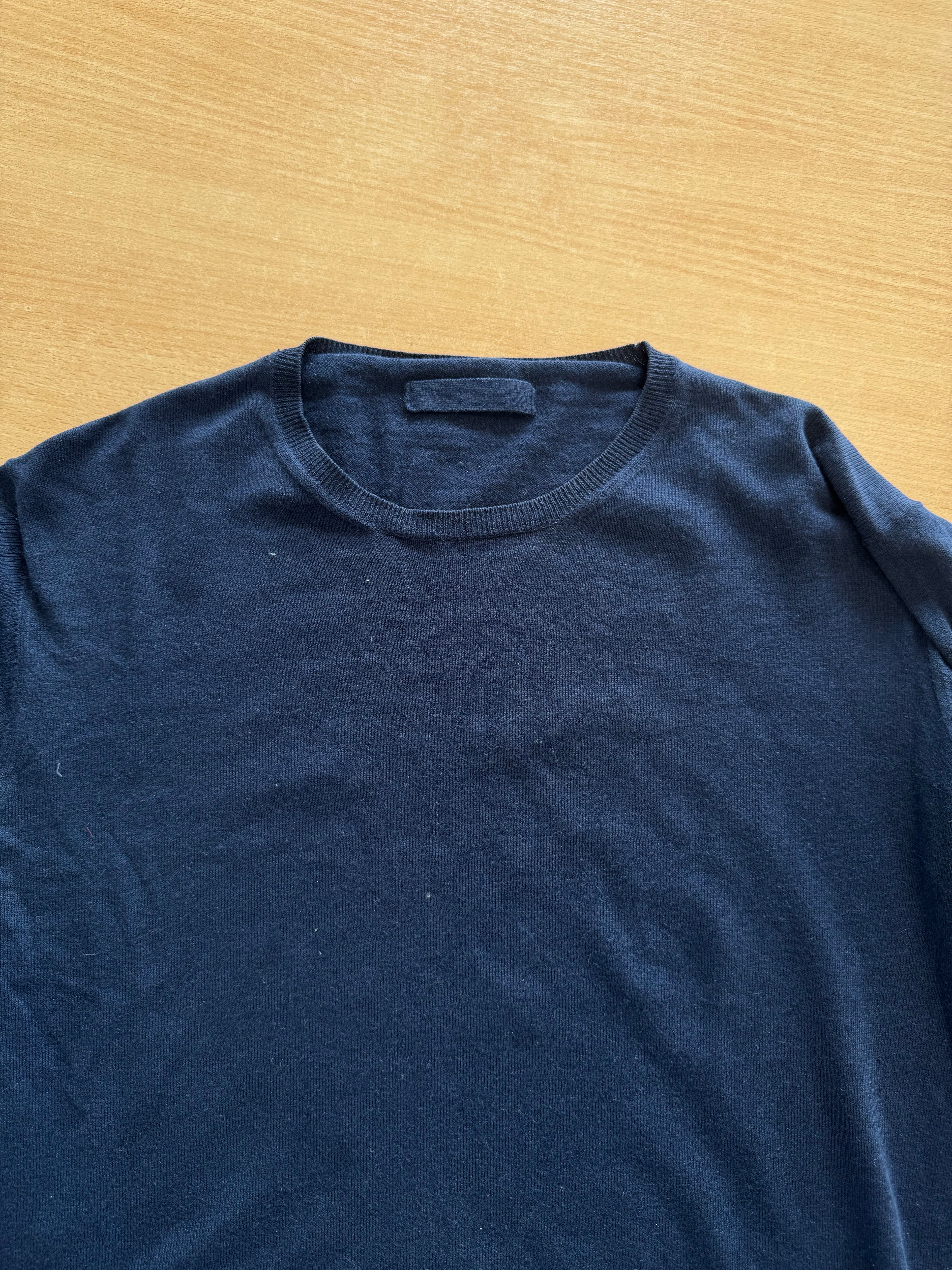 Prada Herren Pullover Navy Merino Wolle Rundhals Gr. 48 Gebraucht
