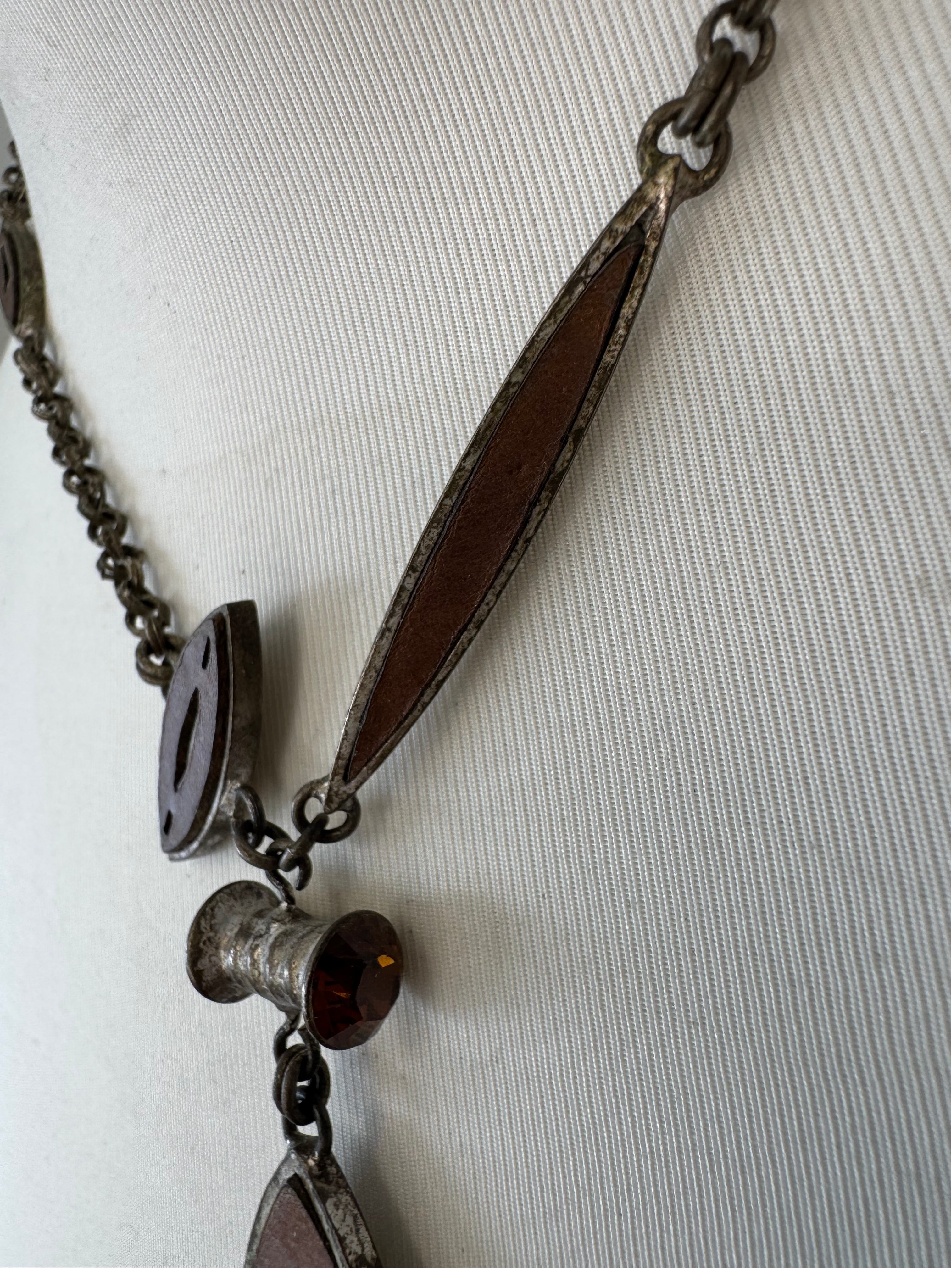 Konplott Leaf Pendant Long Necklace Silver Tone Metal 80-90cm Normal Use