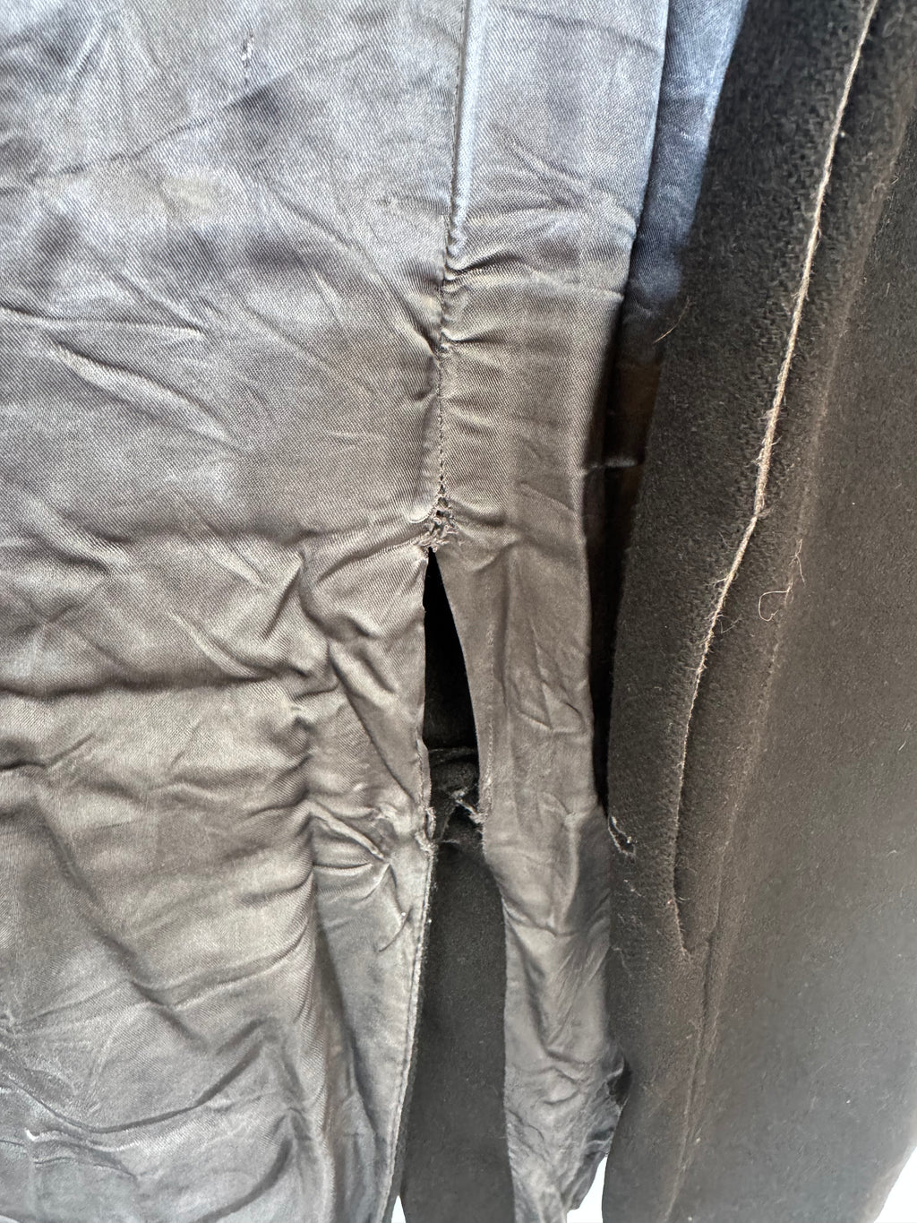 Tiger of Sweden Black Wool Overcoat XL, Classic Hidden-Placket, Well Used
